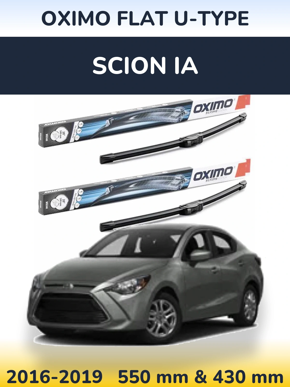 Komplet przednich wycieraczek Oximo Flat U-type 550 & 430 mm do Scion iA 2016-2019