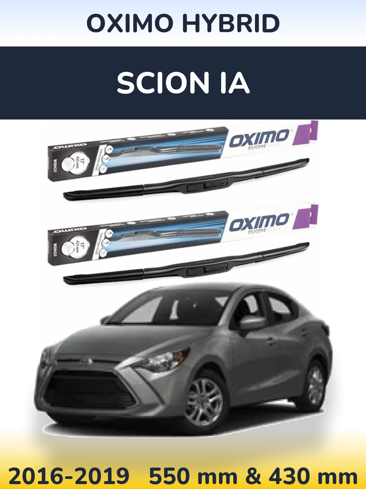 Komplet przednich wycieraczek Oximo Hybrid 550 & 430 mm do Scion iA 2016-2019