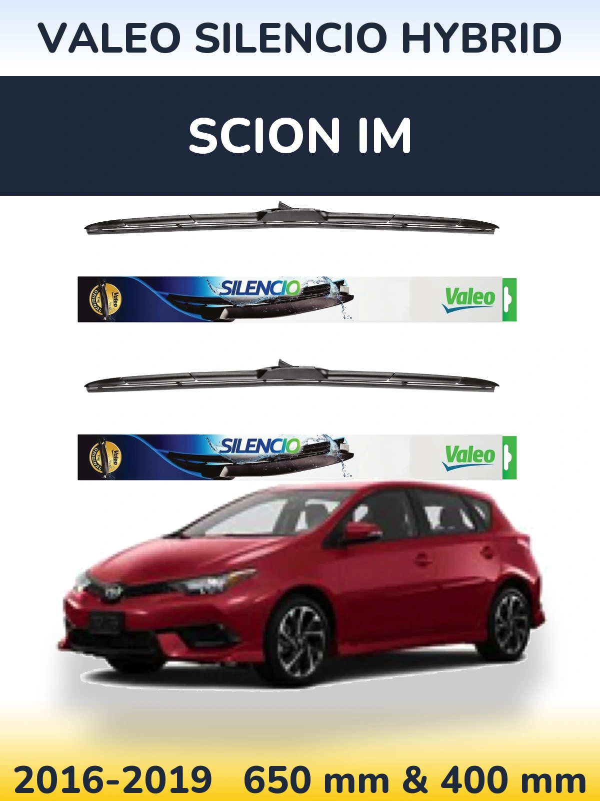 Комплект передних дворников Valeo Silencio Hybrid 650 & 400 мм для Scion iM 2016-2019
