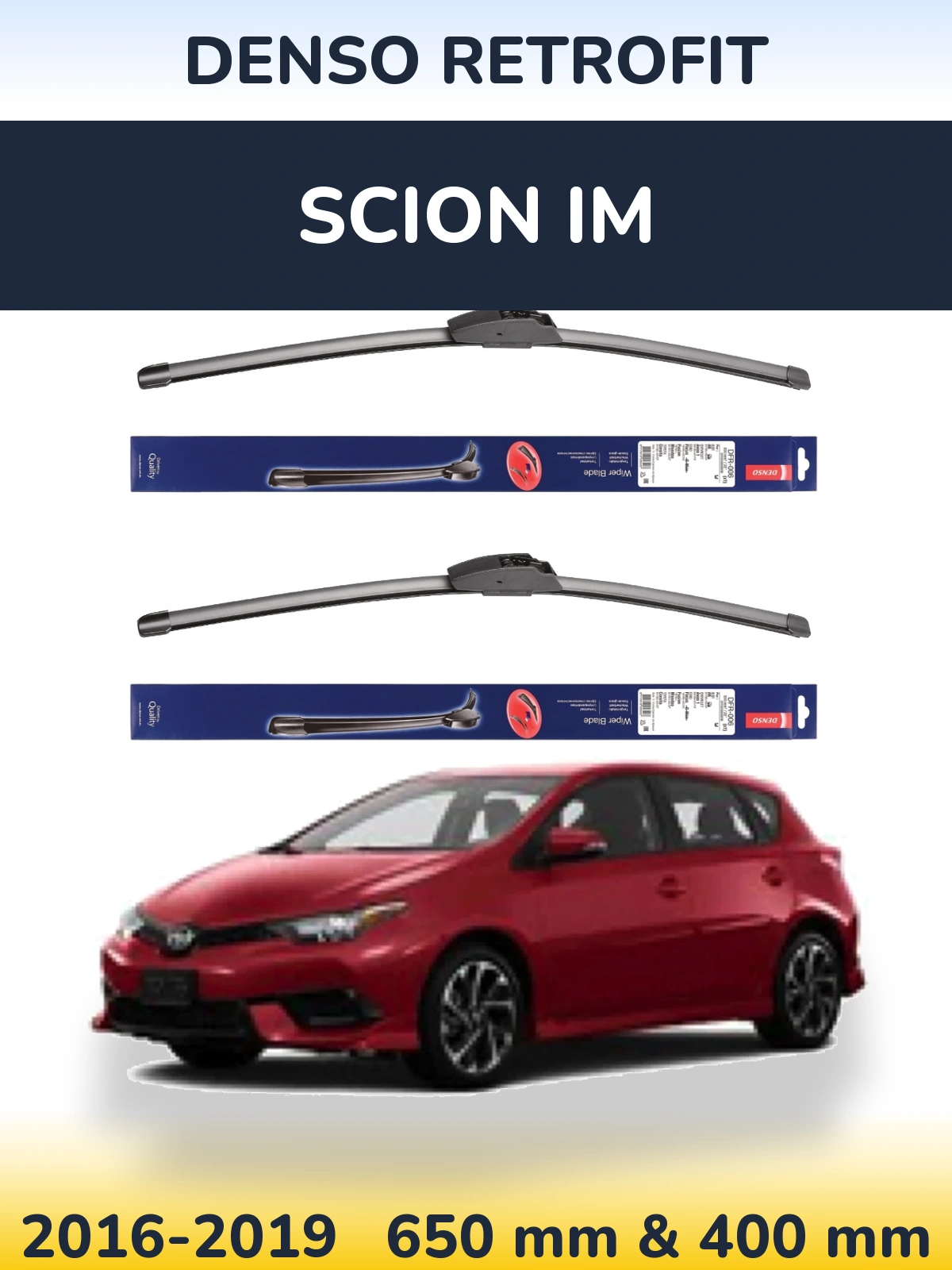 Комплект передних дворников Denso Retrofit 650 & 400 мм для Scion iM 2016-2019