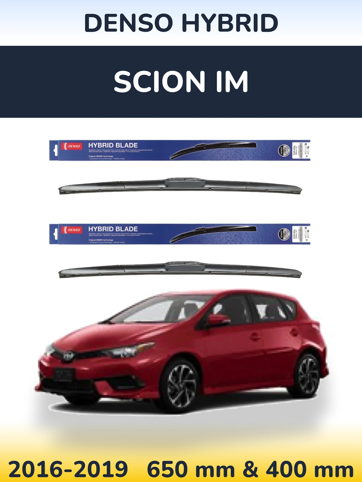 Komplet przednich wycieraczek Denso Hybrid 650 & 400 mm do Scion iM 2016-2019