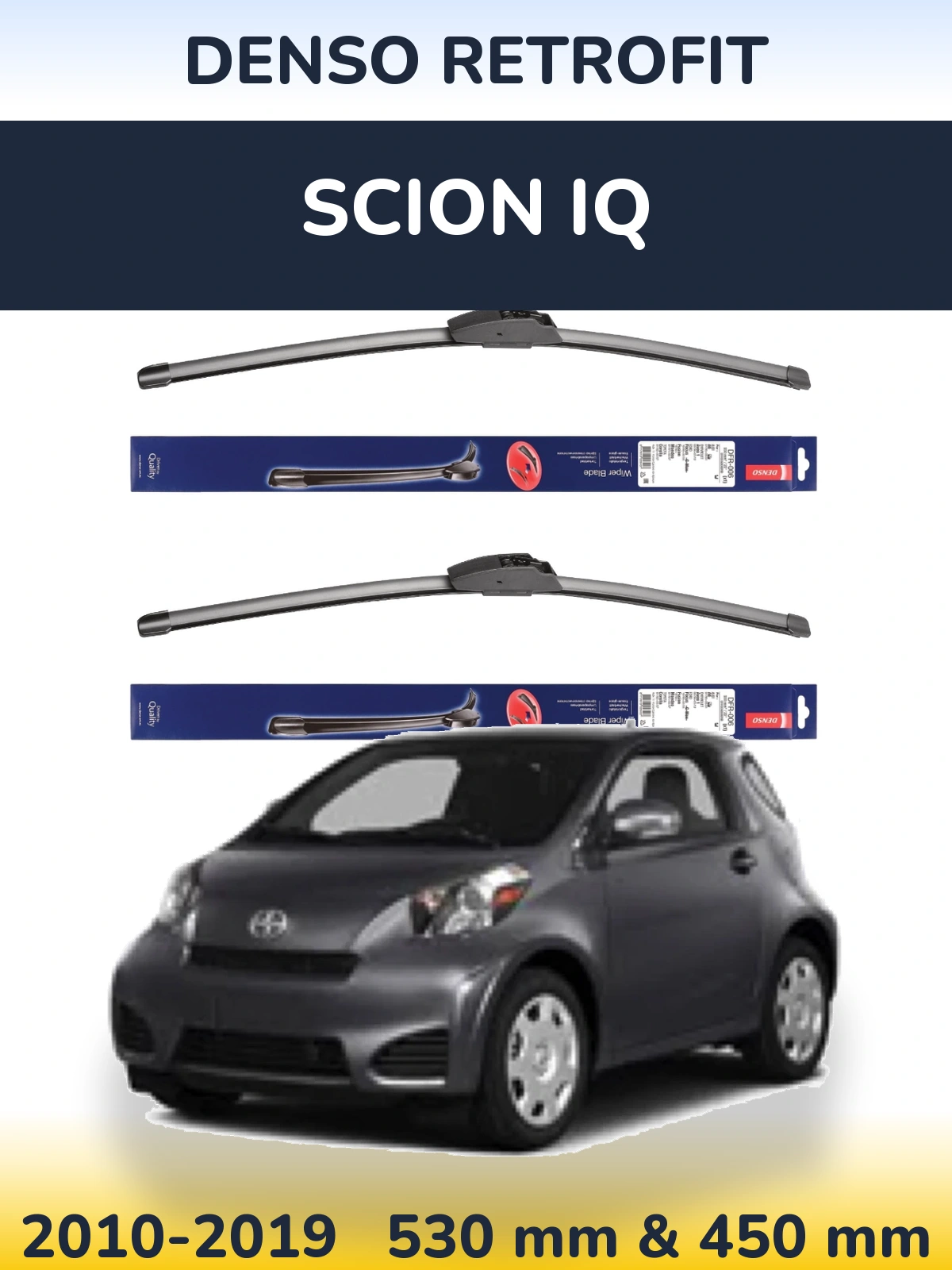 Komplet przednich wycieraczek Denso Retrofit 530 & 450 mm do Scion iQ 2010-2019