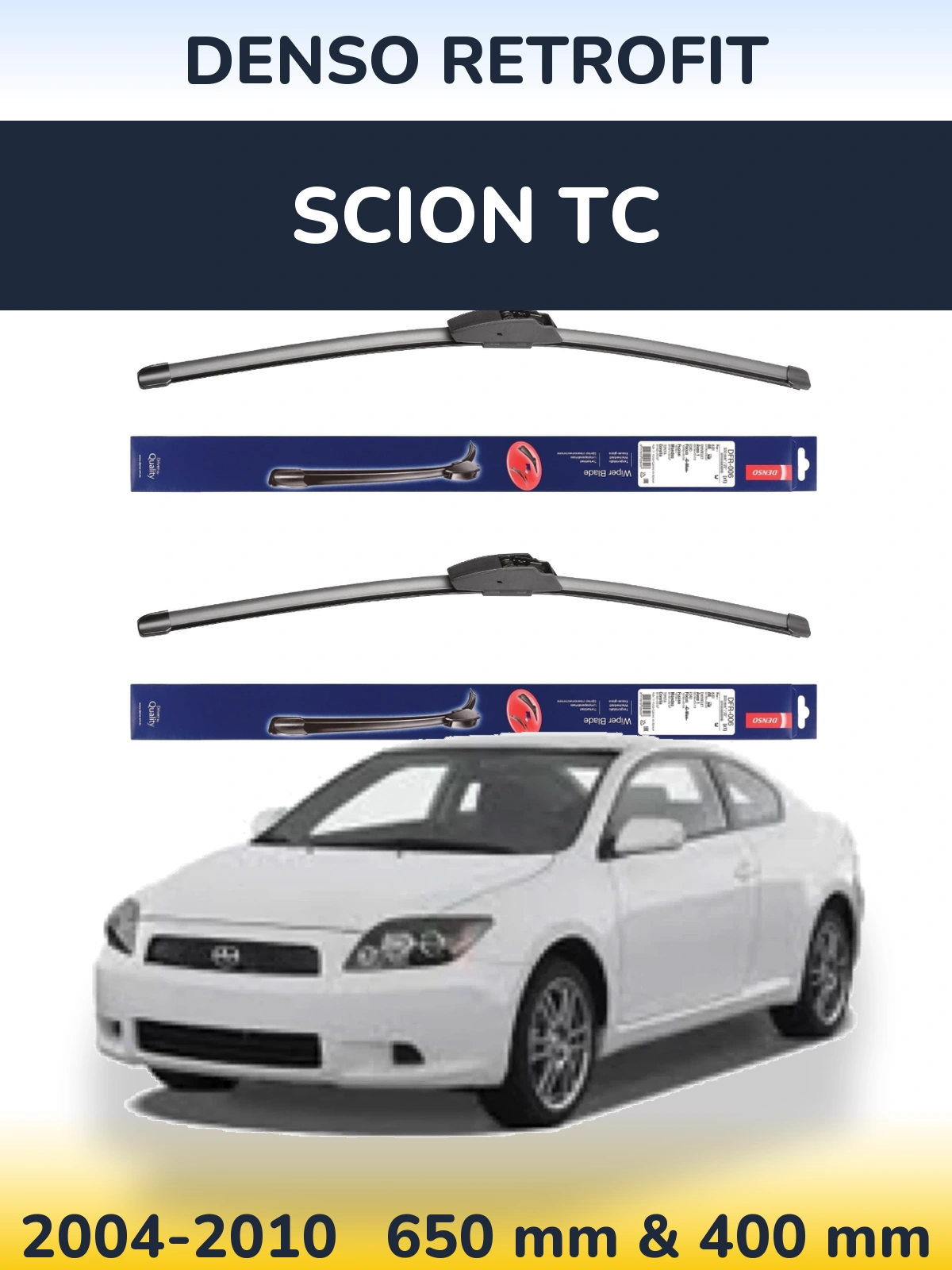 Komplet przednich wycieraczek Denso Retrofit 650 & 400 mm do Scion tC 2004-2010