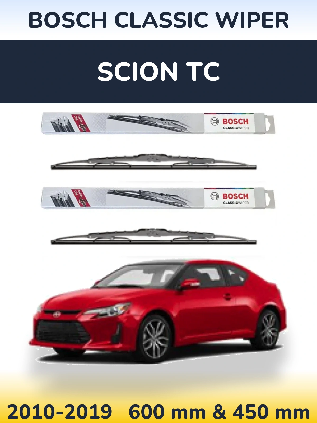 Komplet przednich wycieraczek BOSCH Classic Wiper 600 & 450 mm do Scion tC 2010-2019