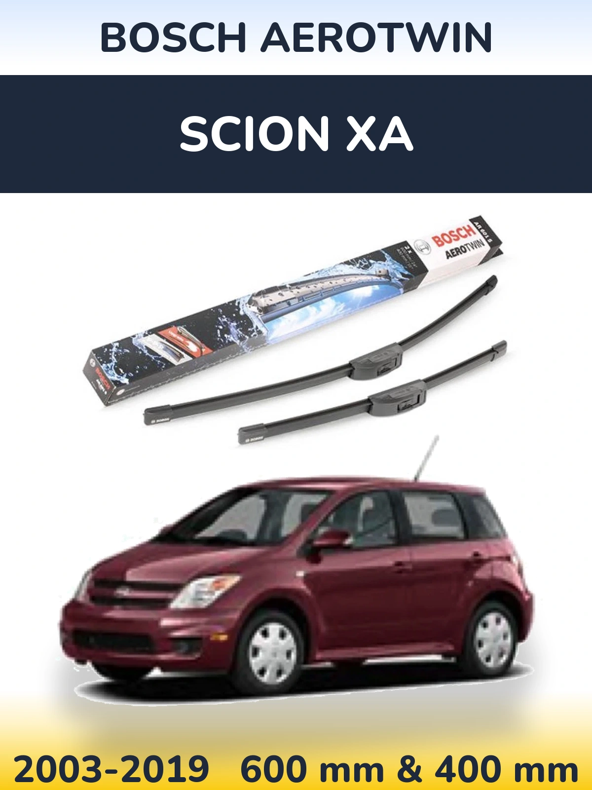 Komplet przednich wycieraczek BOSCH AeroTwin 600 & 400 mm do Scion xA 2003-2019
