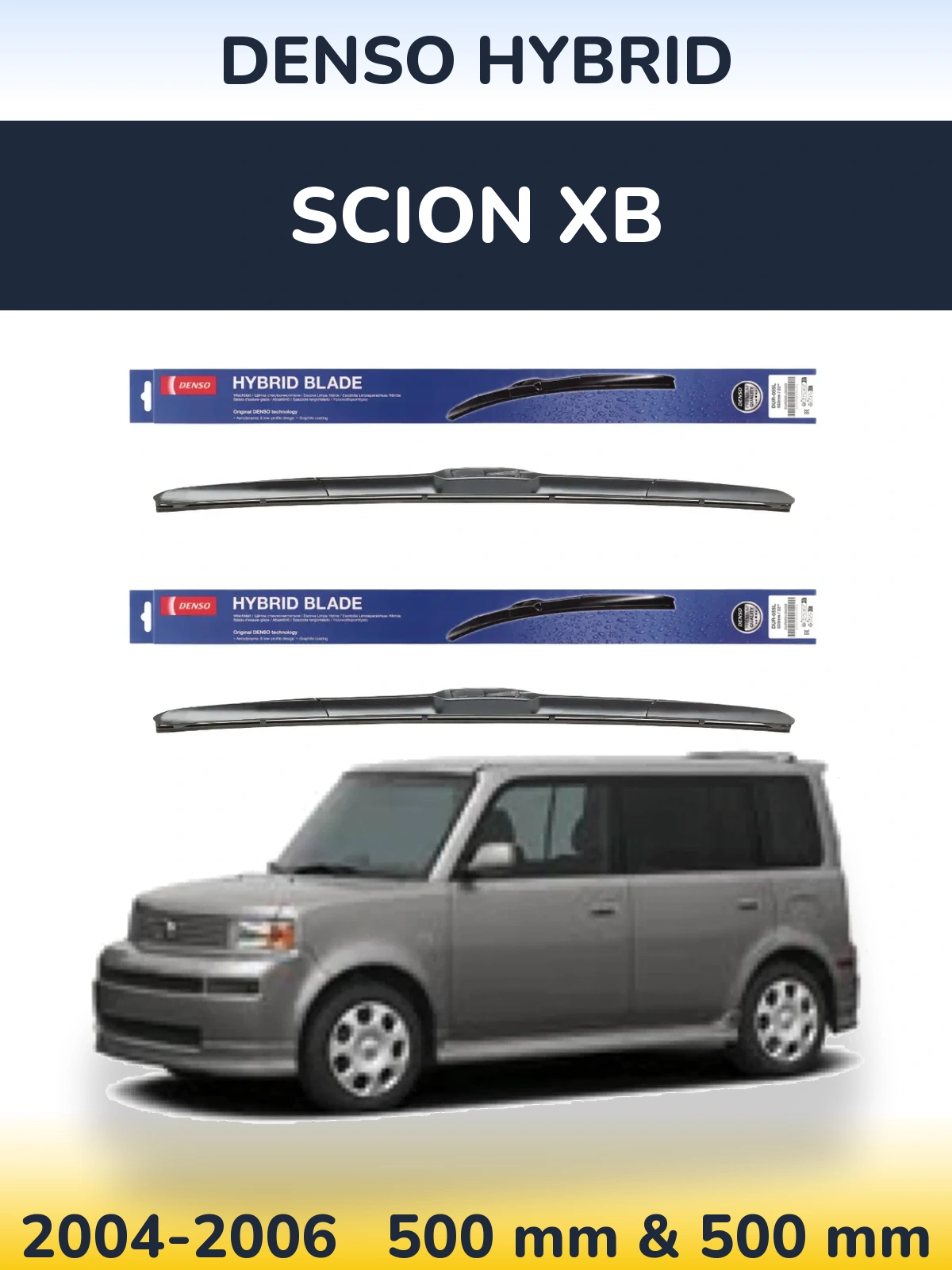 Komplet przednich wycieraczek Denso Hybrid 500 & 500 mm do Scion xB 2004-2006