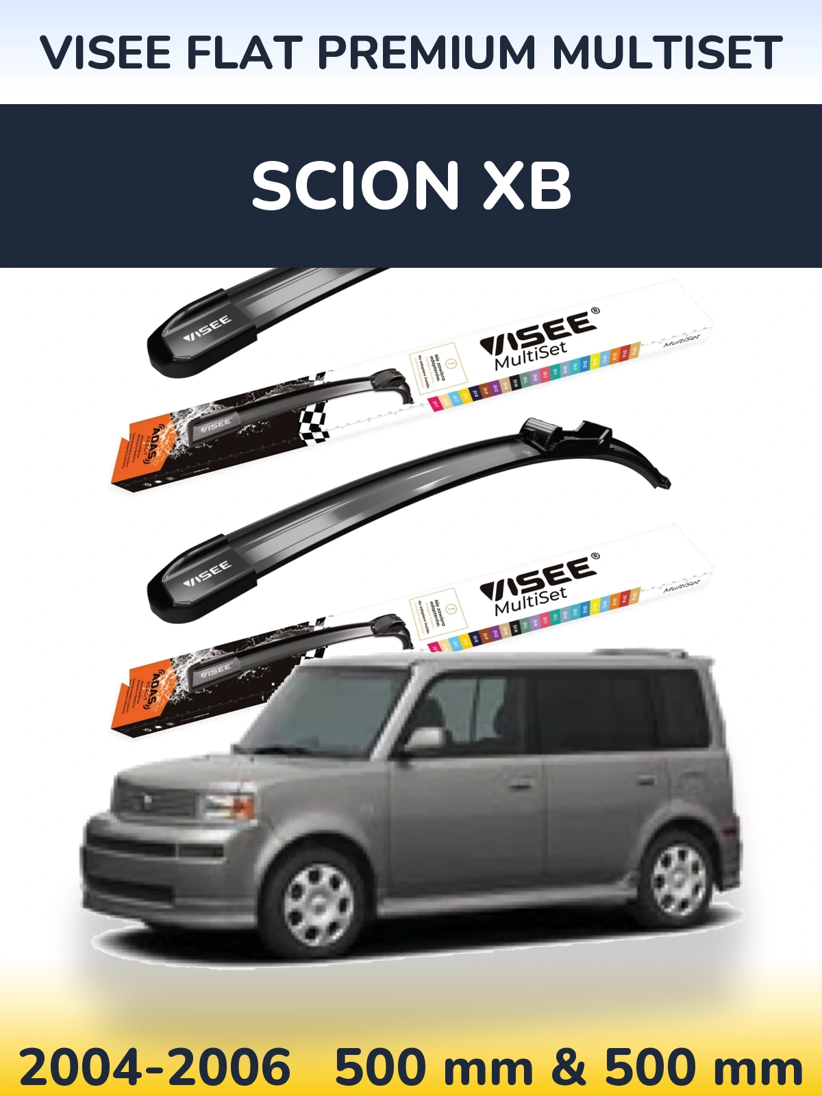 Komplet przednich wycieraczek VISEE FLAT PREMIUM MultiSet 500 & 500 mm do Scion xB 2004-2006