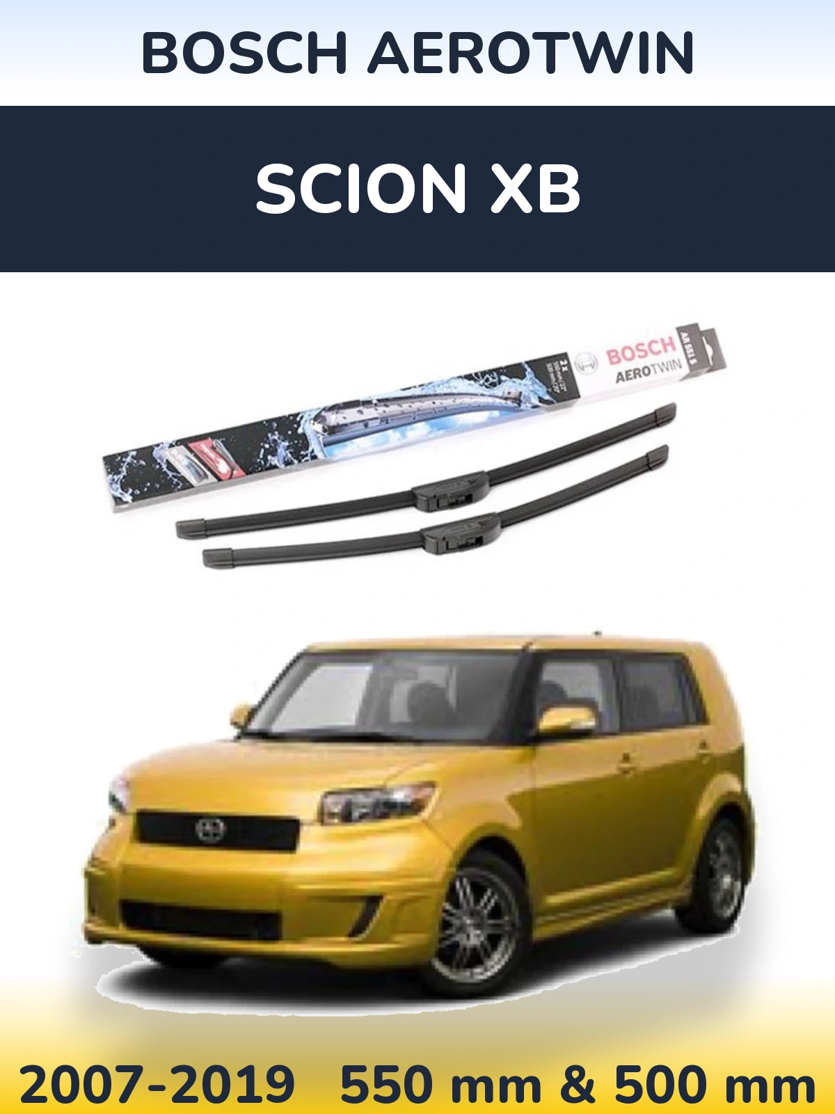 Komplet przednich wycieraczek BOSCH AeroTwin 550 & 500 mm do Scion xB 2007-2019