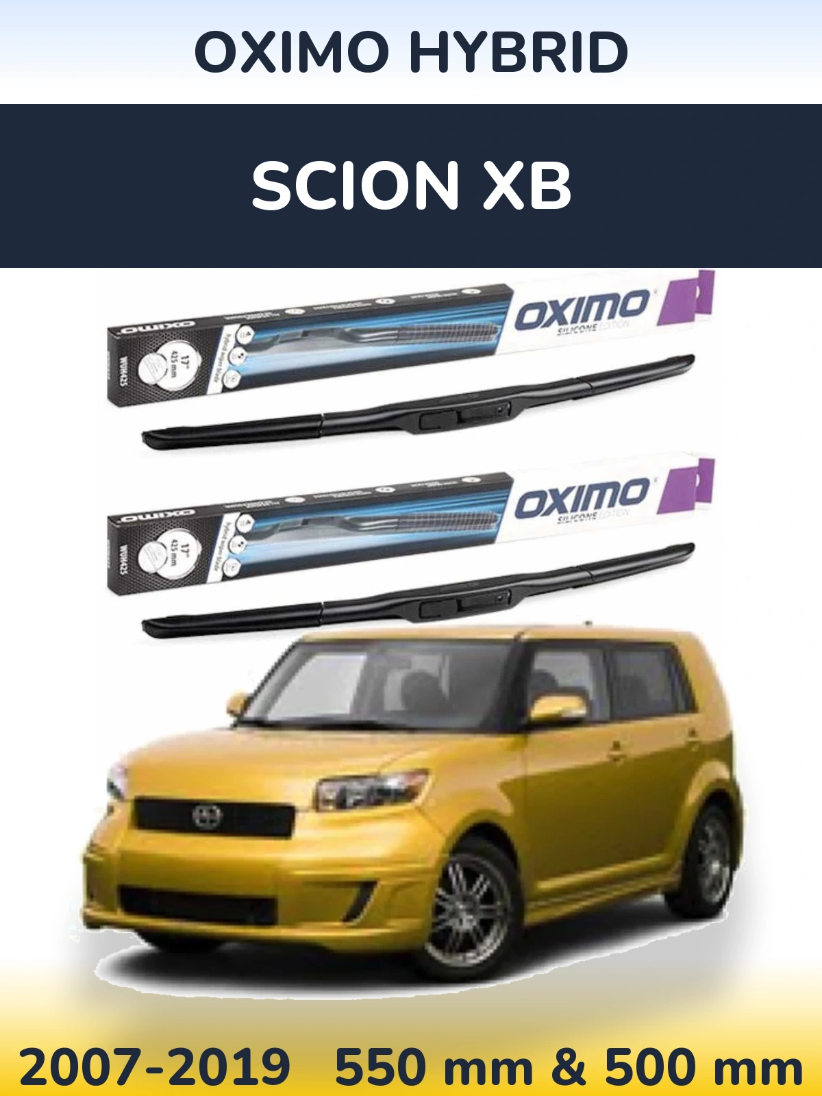Komplet przednich wycieraczek Oximo Hybrid 550 & 500 mm do Scion xB 2007-2019