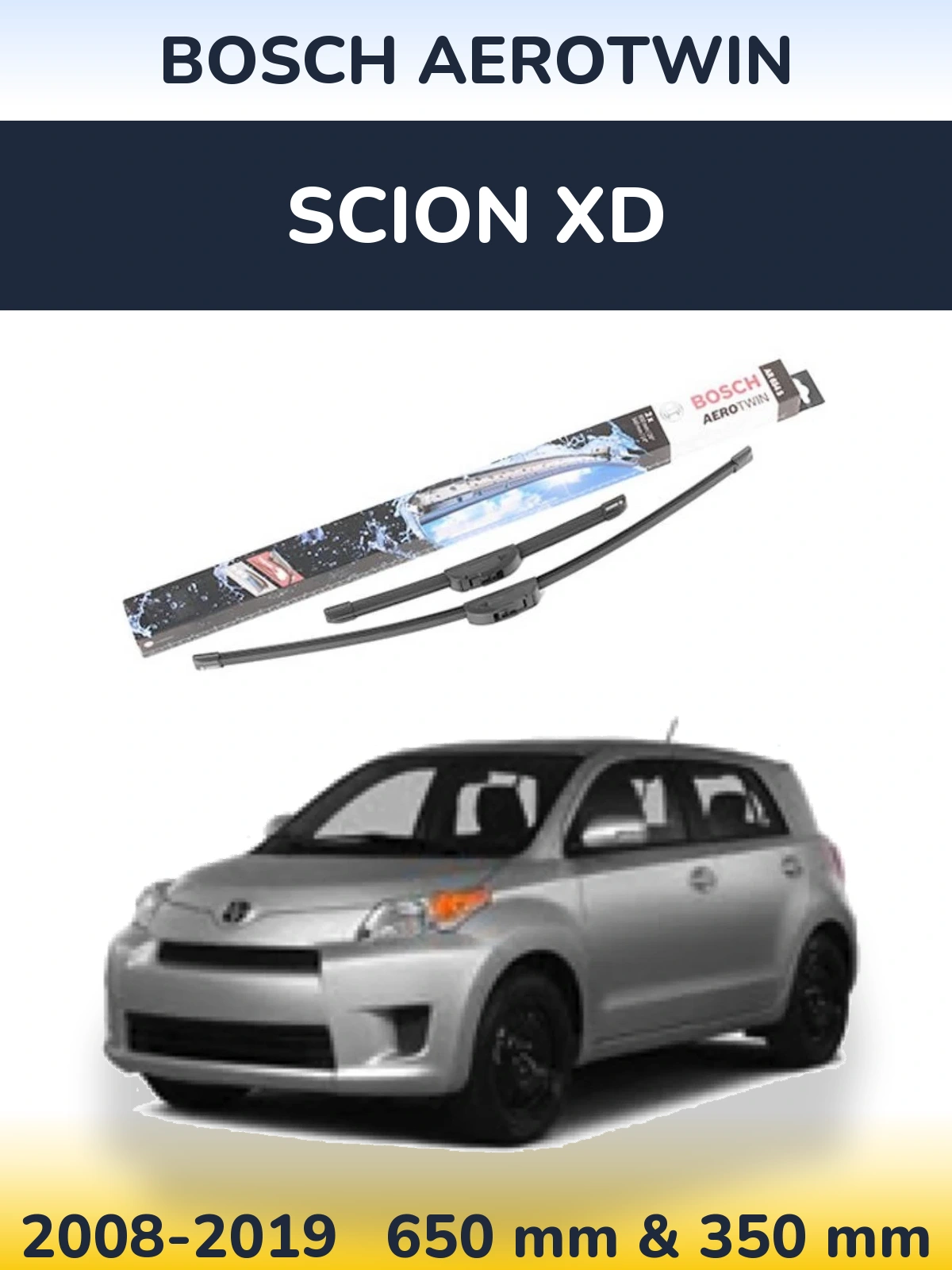 Комплект передних дворников BOSCH AeroTwin 650 & 350 мм для Scion xD 2008-2019