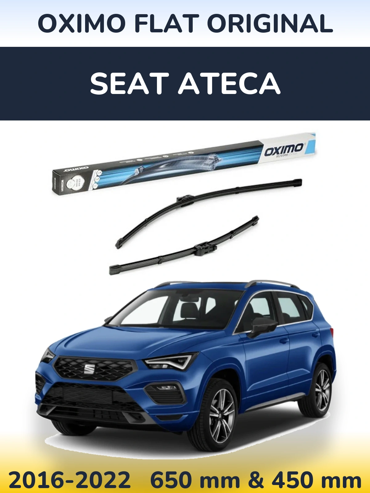 Комплект передних дворников Oximo Flat Original 650 & 450 мм для SEAT Ateca 2016-2022
