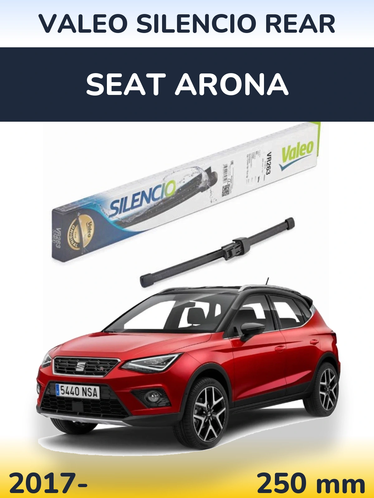 Задний дворник Valeo Silencio Rear 250 мм для SEAT Arona 2017-2026