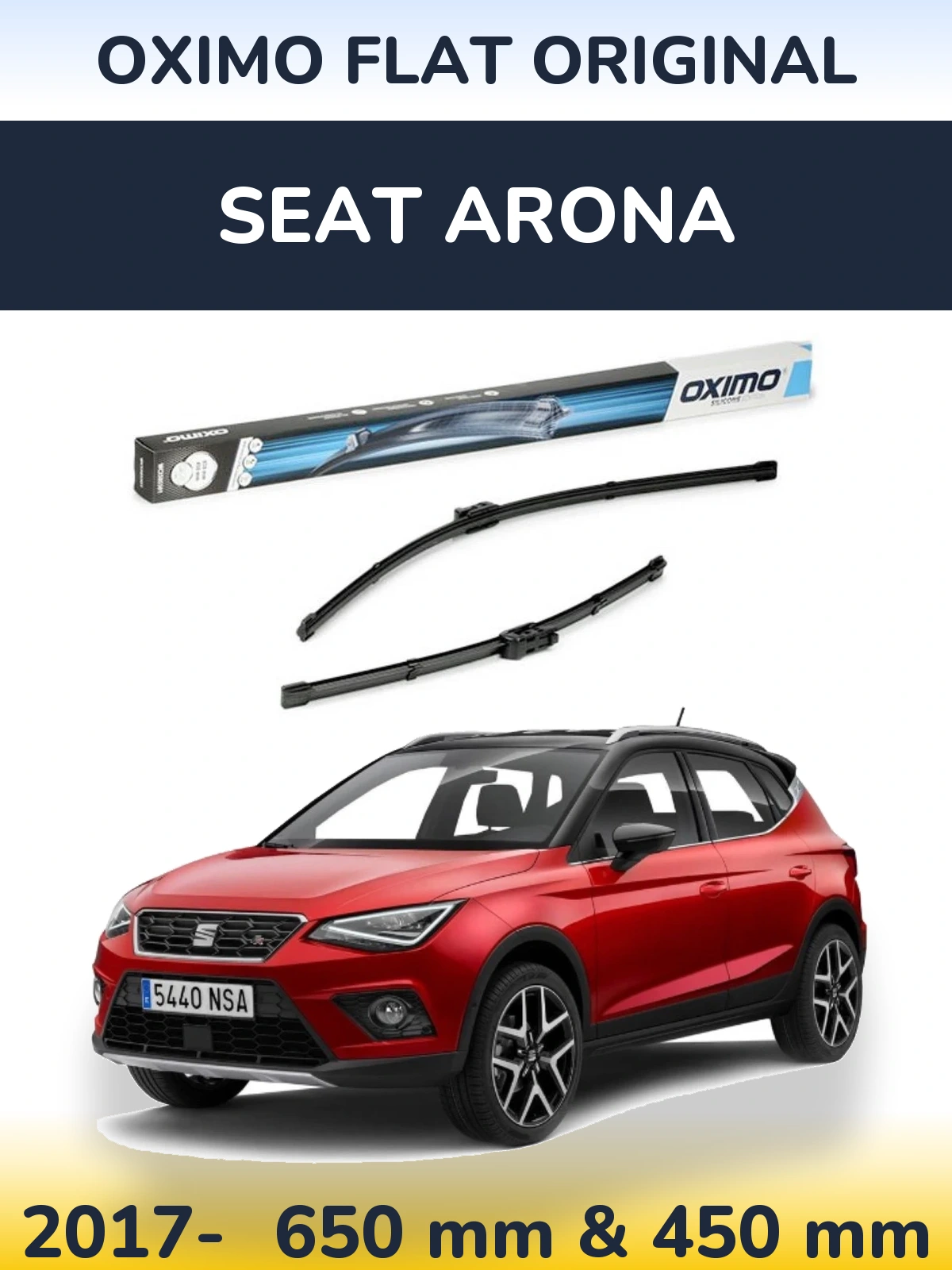 Комплект передних дворников Oximo Flat Original 650 & 450 мм для SEAT Arona 2017-2026