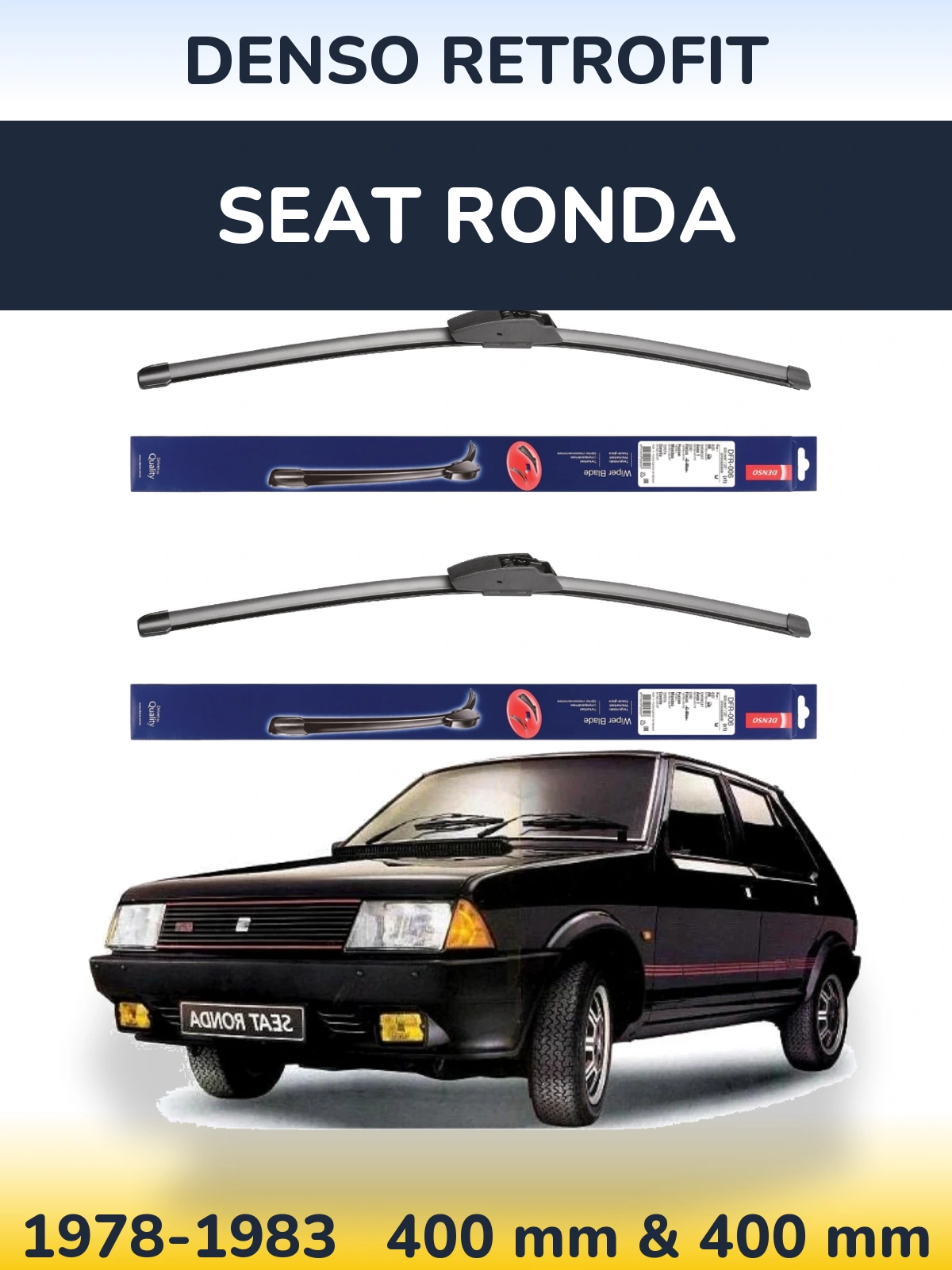 Komplet przednich wycieraczek Denso Retrofit 400 & 400 mm do SEAT Ronda 1978-1983