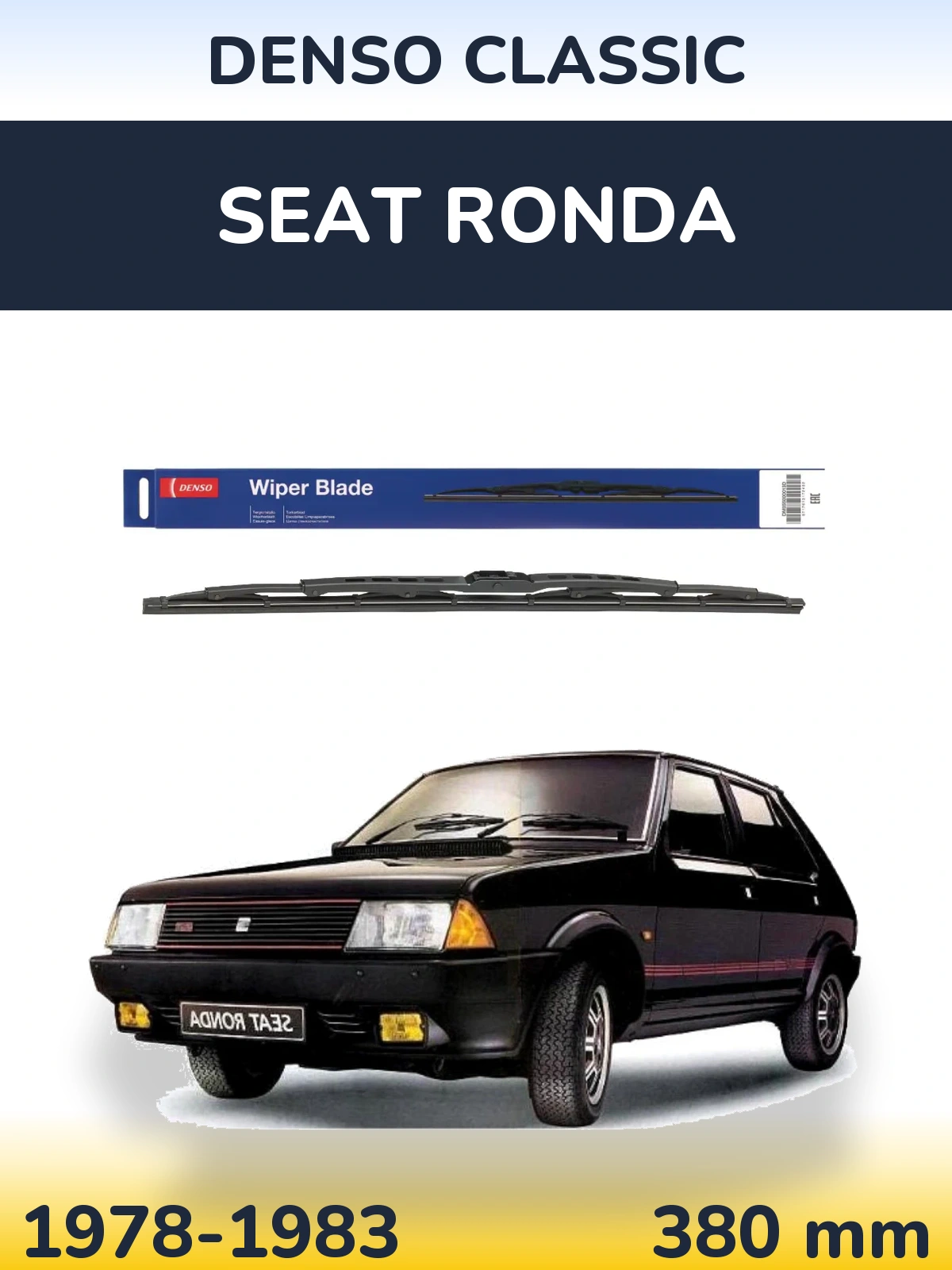 Rear wiper blade Denso Classic 380 mm for SEAT Ronda 1978-1983