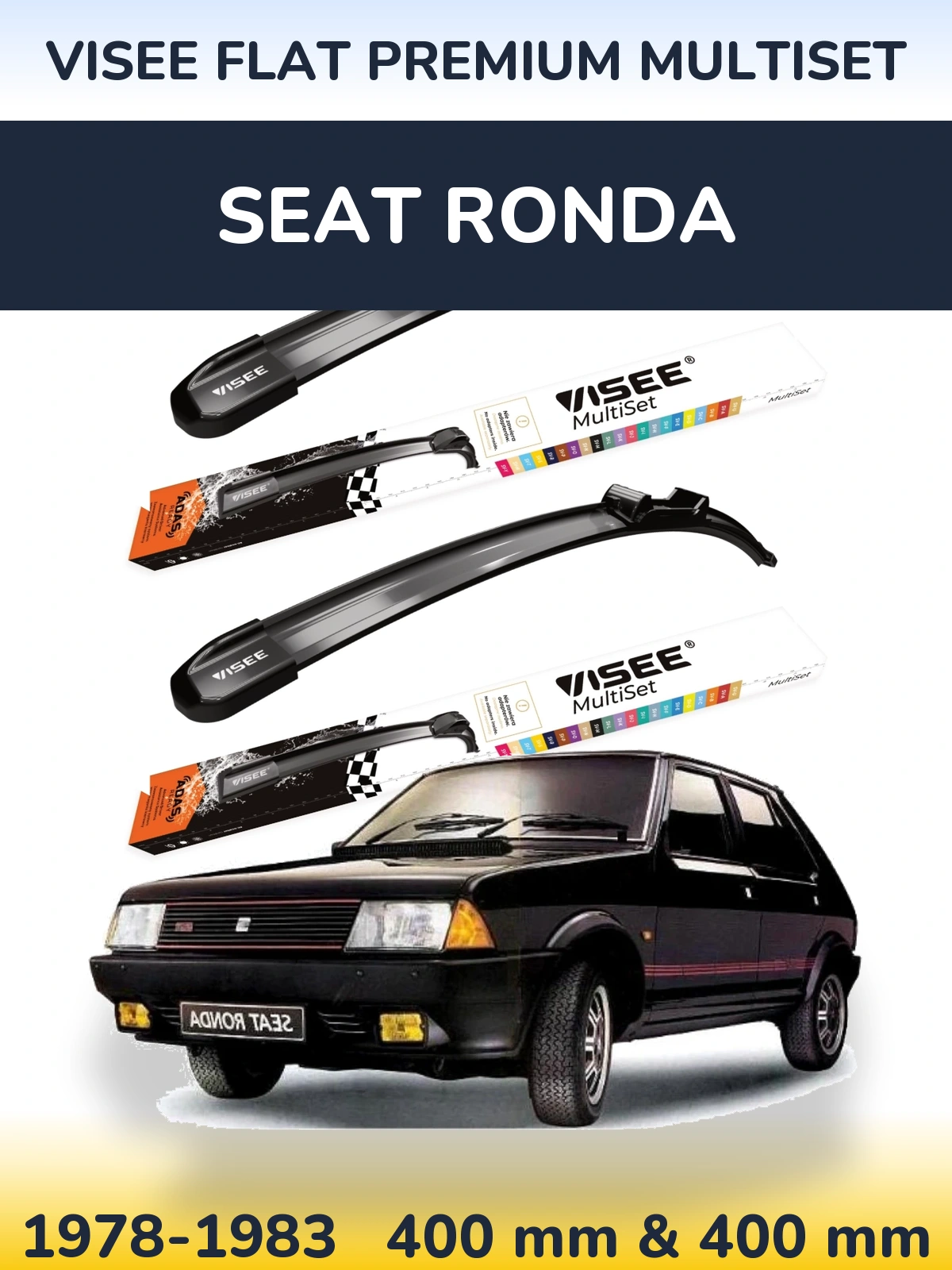 Komplet przednich wycieraczek VISEE FLAT PREMIUM MultiSet 400 & 400 mm do SEAT Ronda 1978-1983