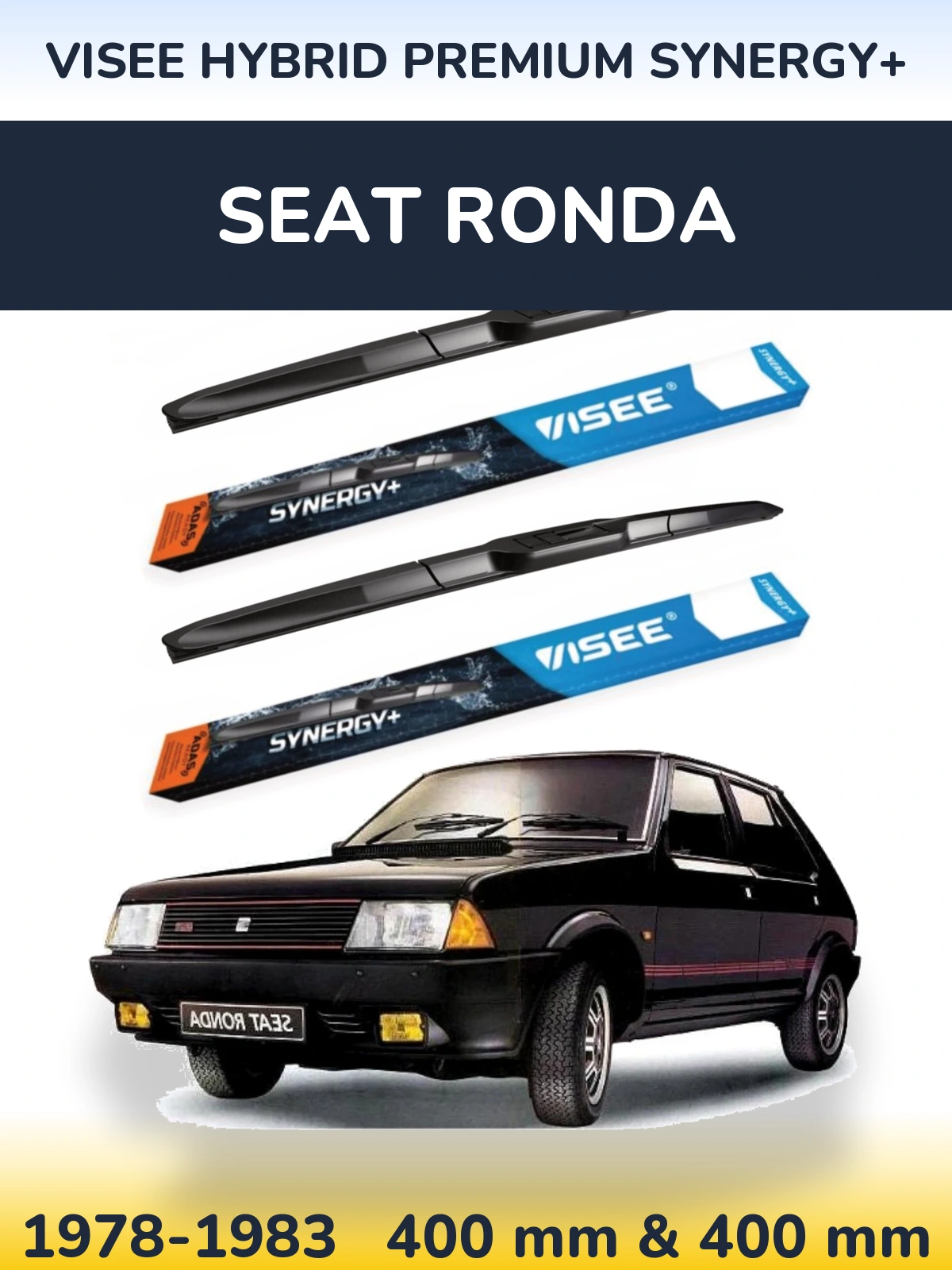 Komplet przednich wycieraczek VISEE HYBRID PREMIUM SYNERGY+ 400 & 400 mm do SEAT Ronda 1978-1983