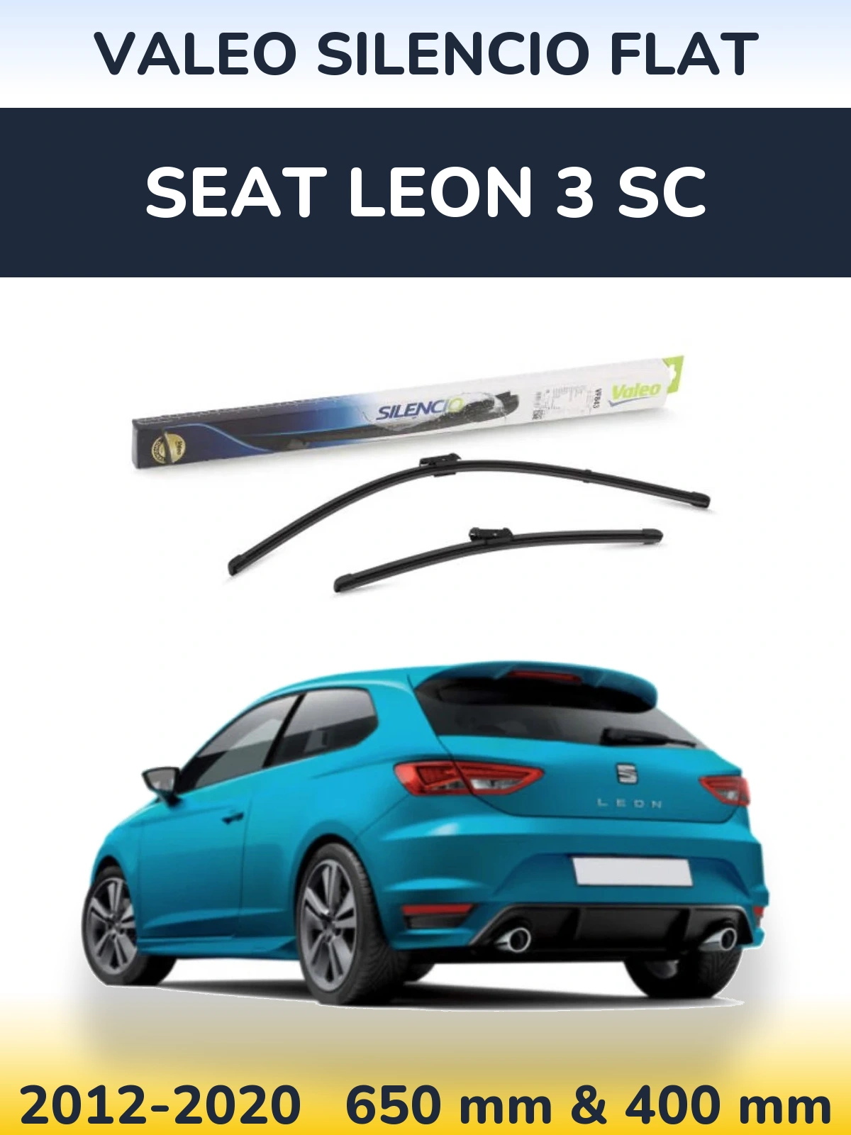 Комплект передних дворников Valeo Silencio Flat 650 & 400 мм для SEAT Leon 3 SC 2012-2020
