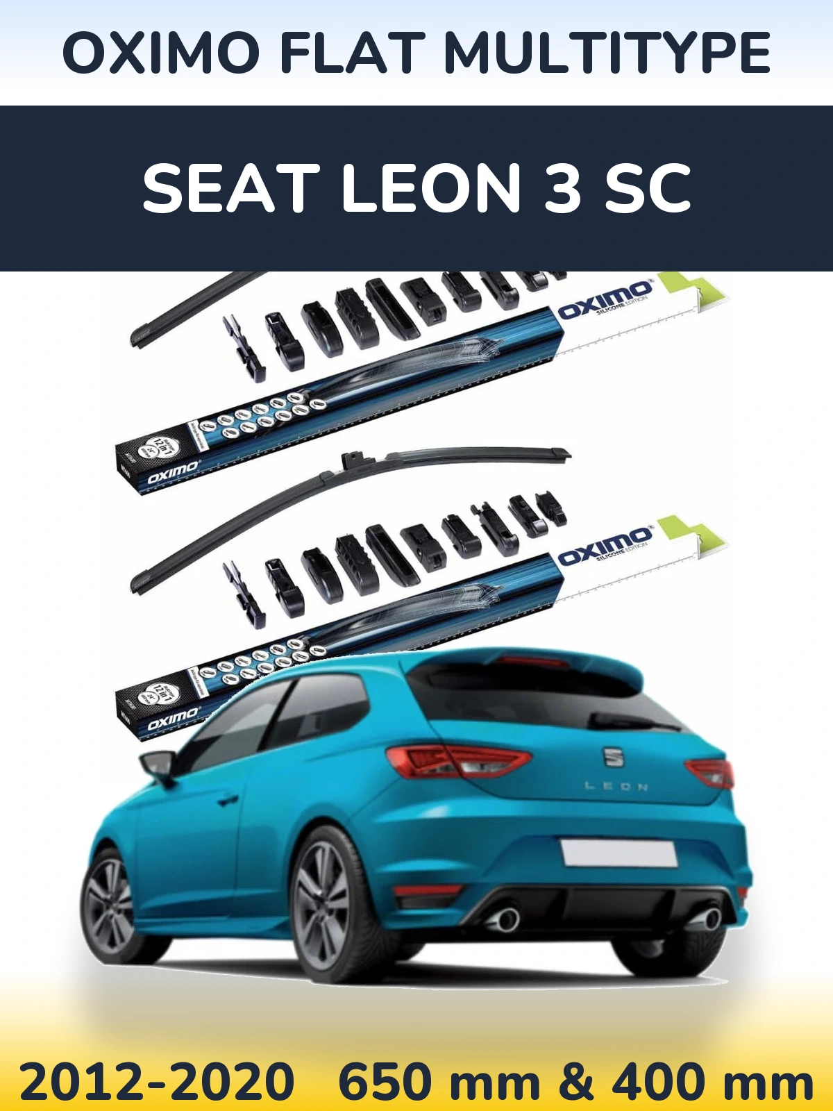 Комплект передних дворников Oximo Flat MultiТипe 650 & 400 мм для SEAT Leon 3 SC 2012-2020