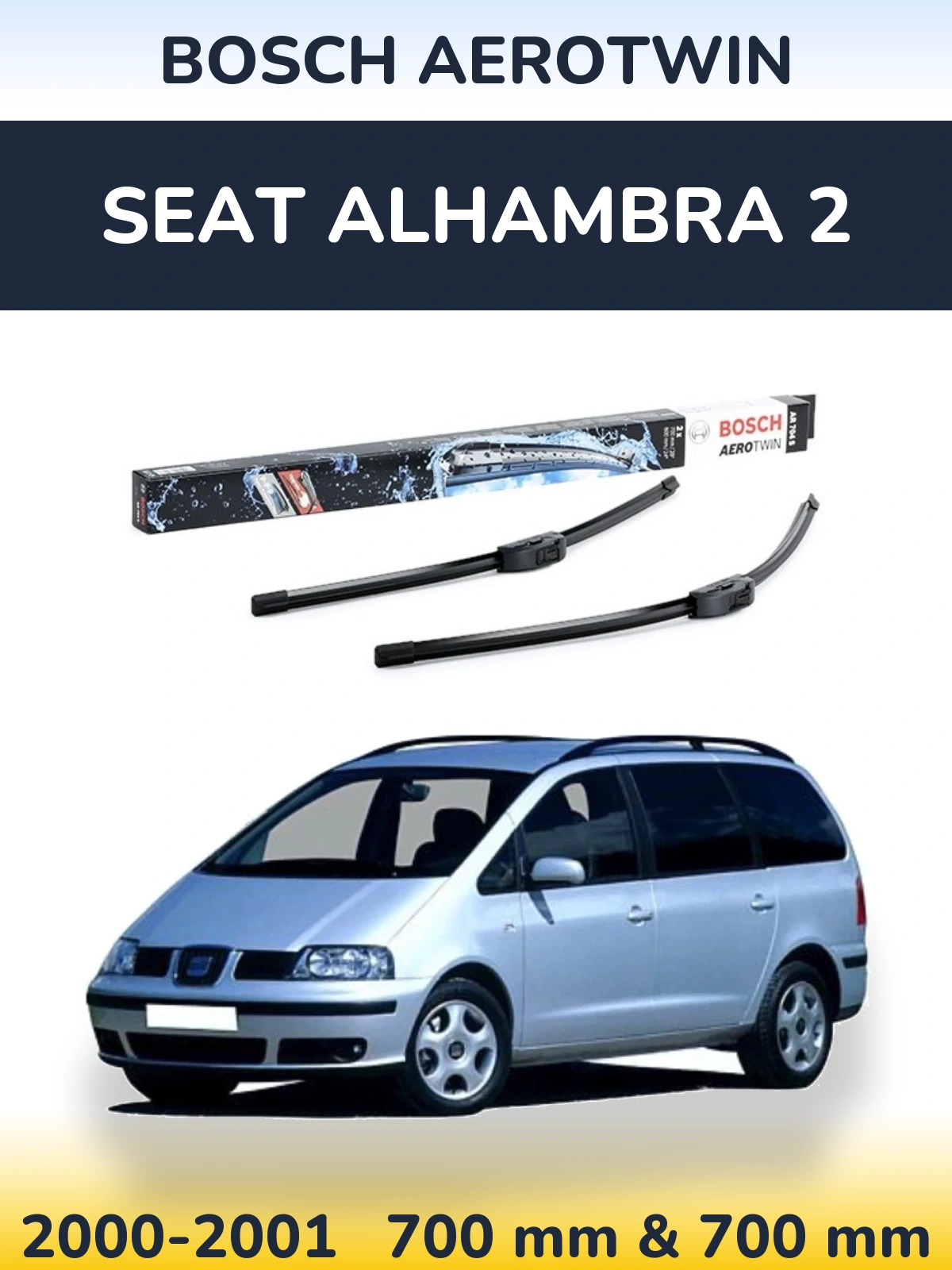Komplet przednich wycieraczek BOSCH AeroTwin 700 & 600 mm do SEAT Alhambra 2 2000-2001