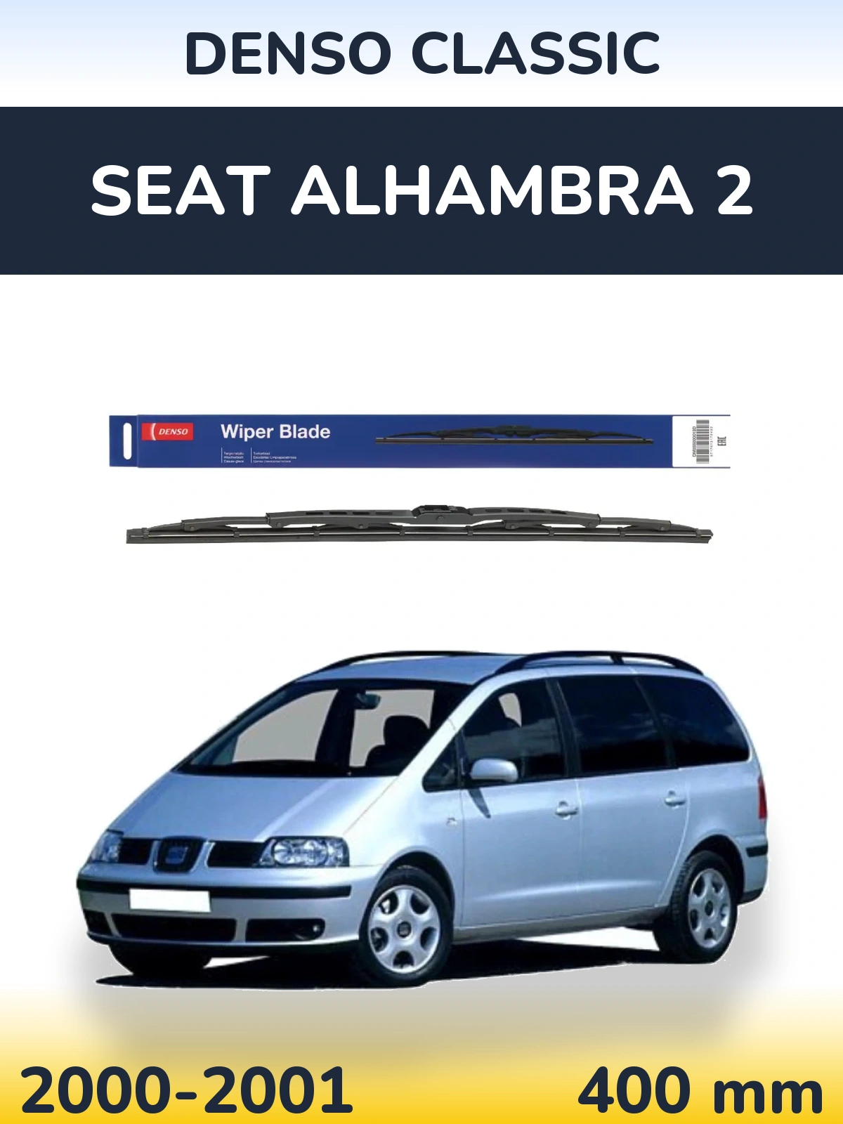 Rear wiper blade Denso Classic 400 mm for SEAT Alhambra 2 2000-2001