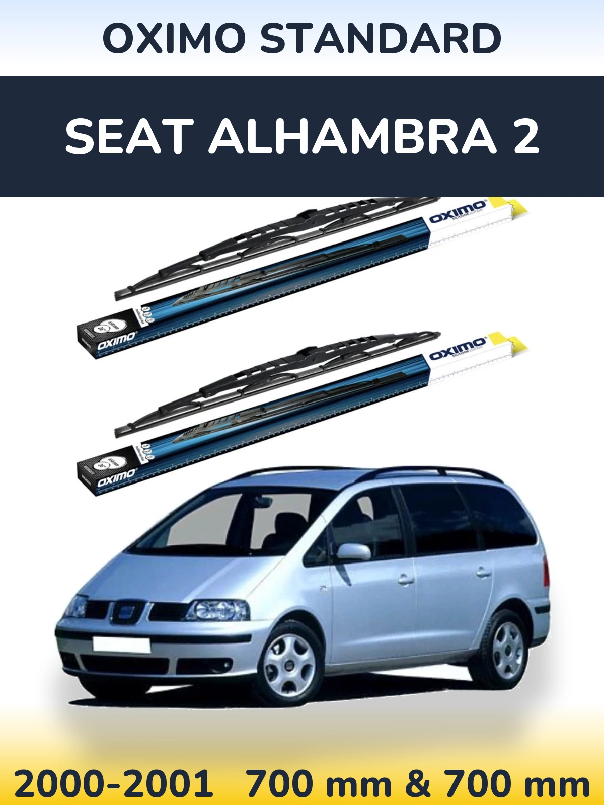 Комплект передних дворников Oximo Standard 700 & 700 мм для SEAT Alhambra 2 2000-2001