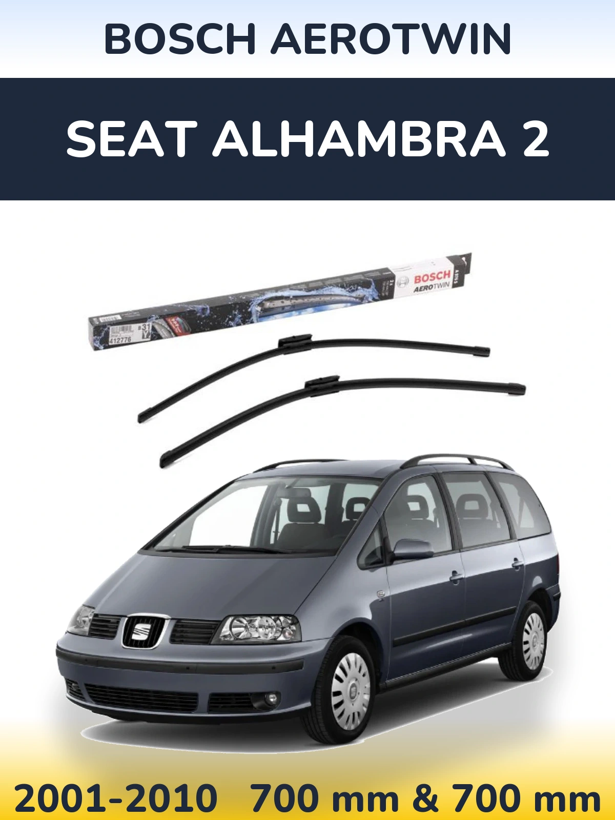 Komplet przednich wycieraczek BOSCH AeroTwin 700 & 700 mm do SEAT Alhambra 2 2001-2010