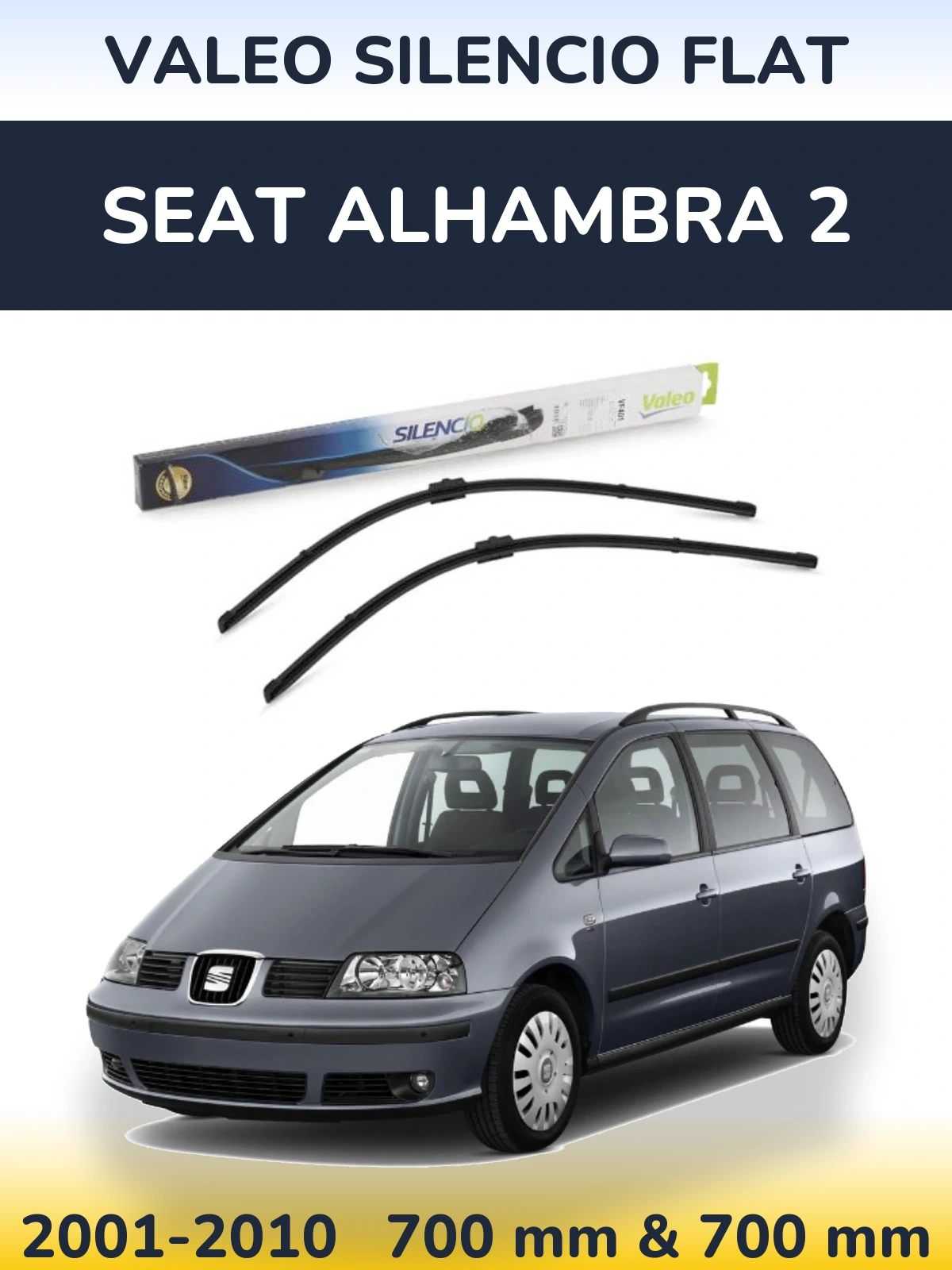 Комплект передних дворников Valeo Silencio Flat 700 & 700 мм для SEAT Alhambra 2 2001-2010