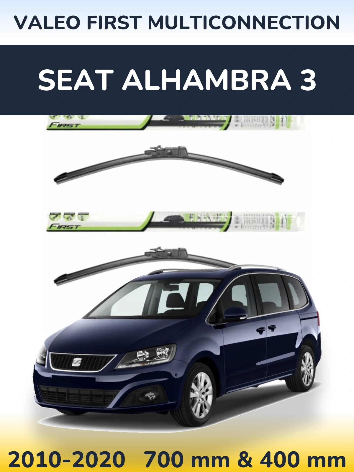 Komplet przednich wycieraczek Valeo First MultiConnection 700 & 400 mm do SEAT Alhambra 3 2010-2020