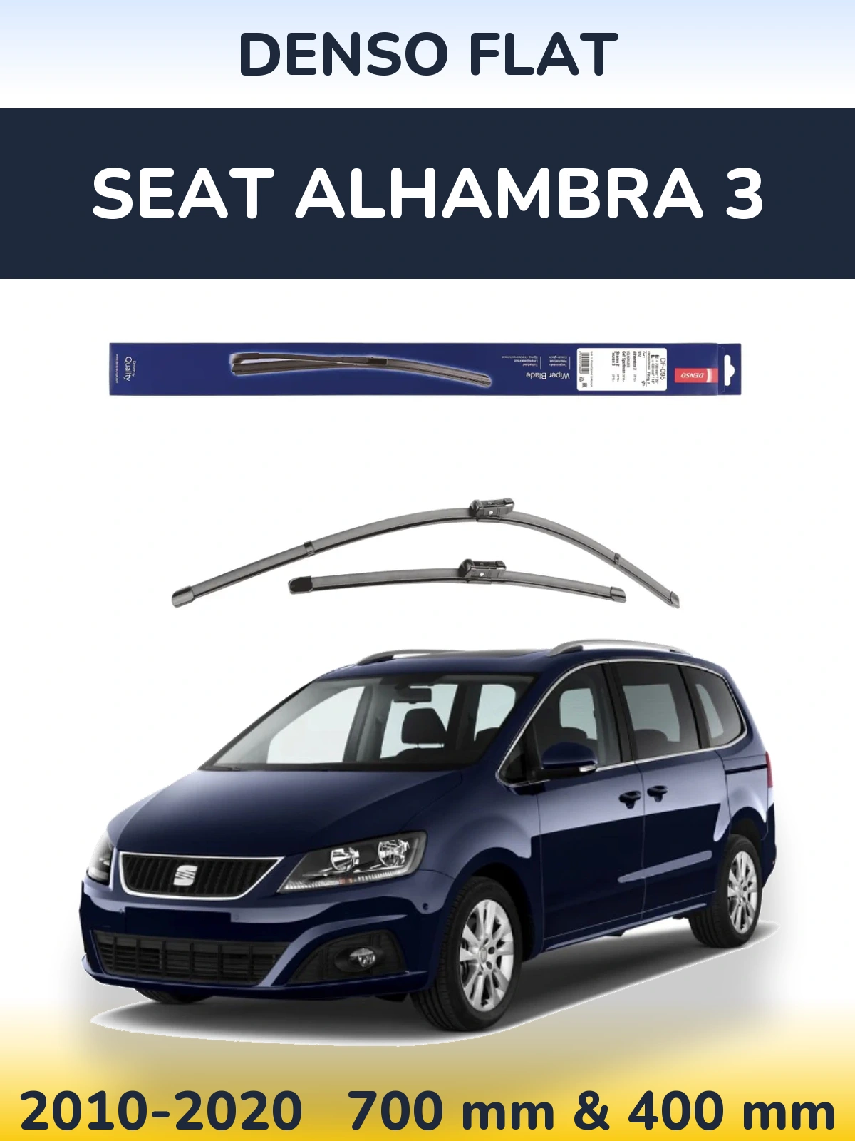 Komplet przednich wycieraczek Denso Flat 700 & 400 mm do SEAT Alhambra 3 2010-2020