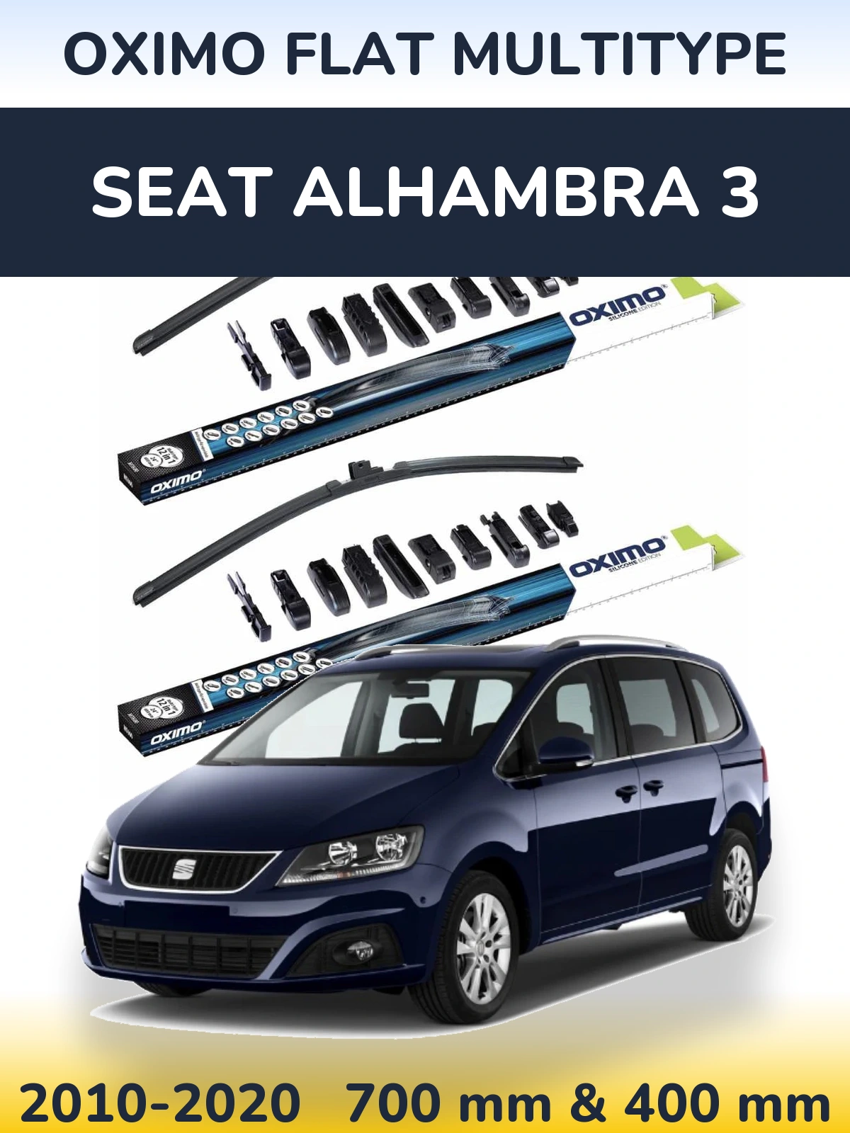 Komplet przednich wycieraczek Oximo Flat MultiType 700 & 400 mm do SEAT Alhambra 3 2010-2020