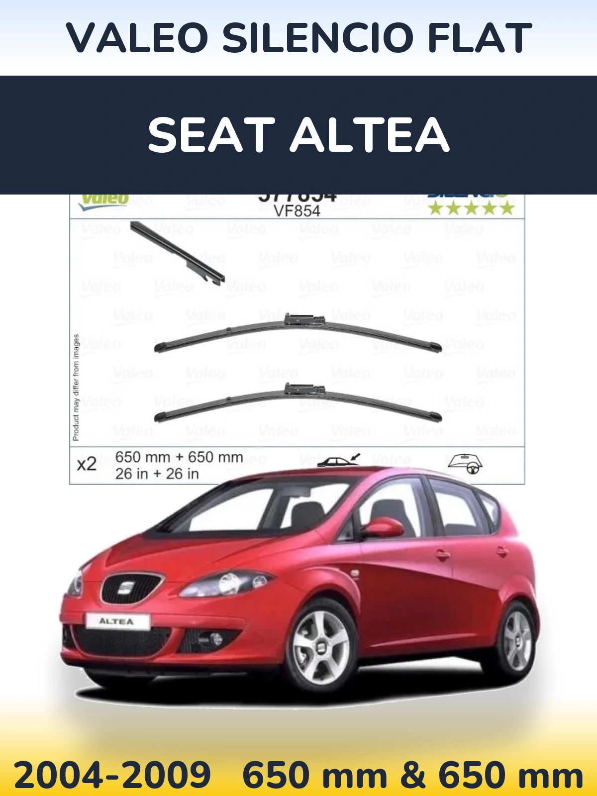 Комплект передних дворников Valeo Silencio Flat 650 & 650 мм для SEAT Altea 2004-2009