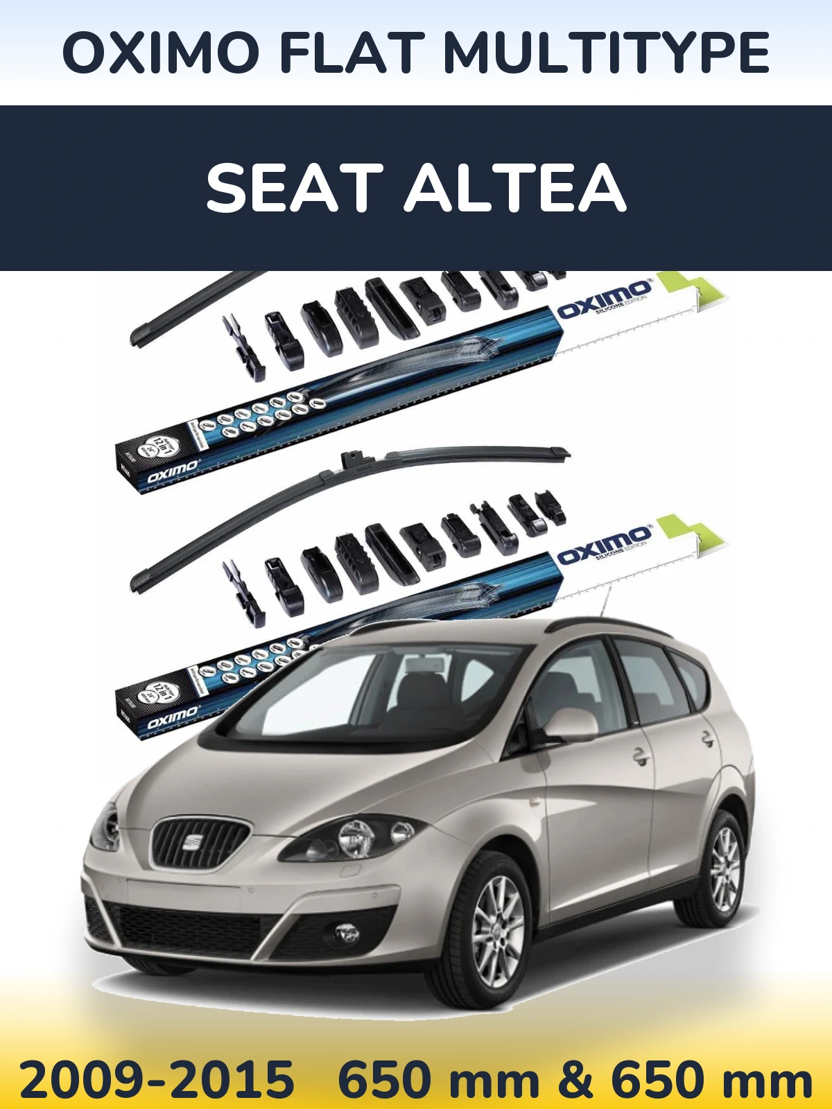 Комплект передних дворников Oximo Flat MultiТипe 650 & 650 мм для SEAT Altea 2009-2015