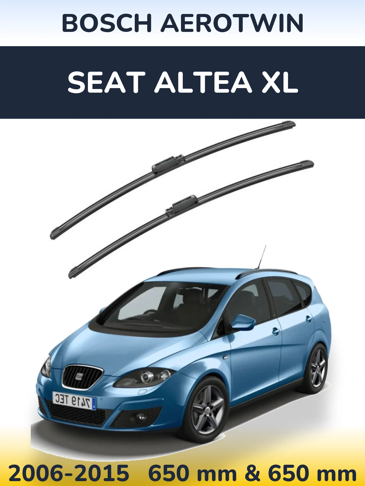Front wiper blade set BOSCH AeroTwin 650 & 650 mm for SEAT Altea XL 2006-2015