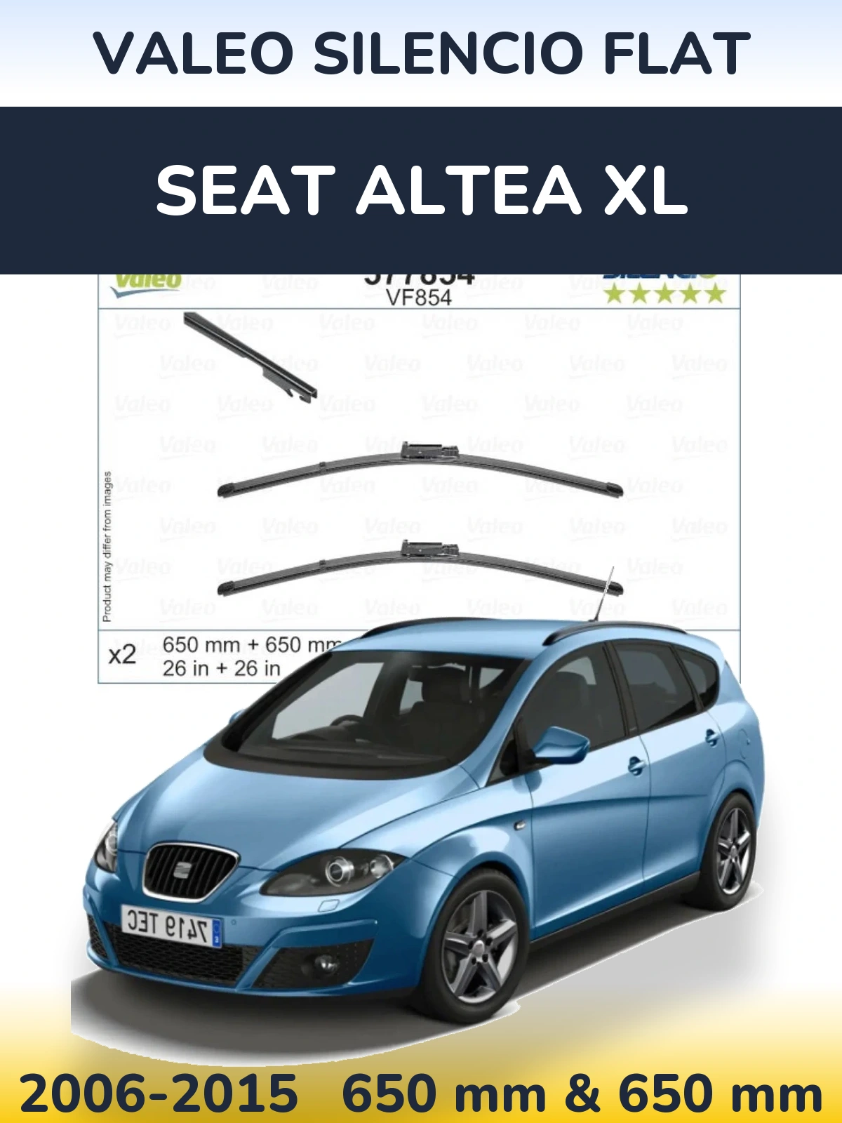 Комплект передних дворников Valeo Silencio Flat 650 & 650 мм для SEAT Altea XL 2006-2015