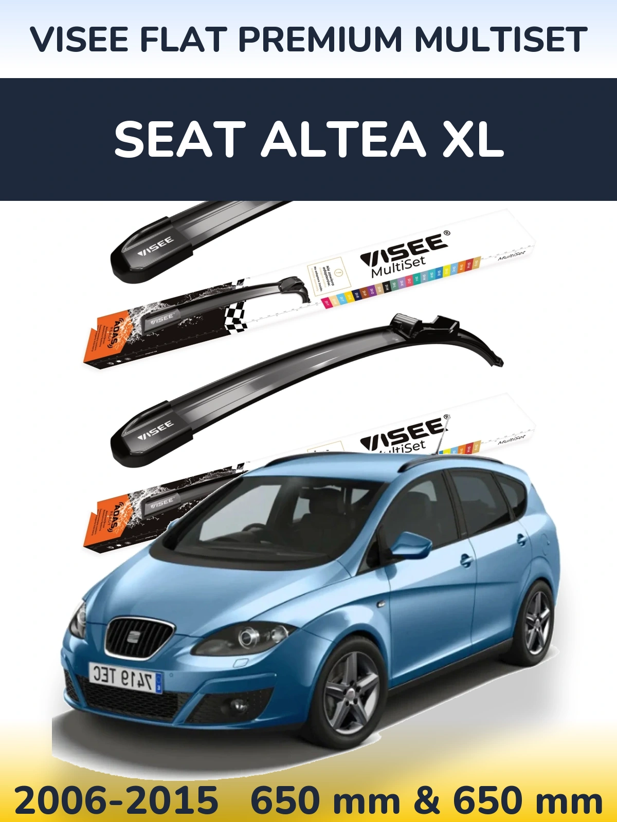 Комплект передних дворников VISEE FLAT PREMIUM MultiSet 650 & 650 мм для SEAT Altea XL 2006-2015