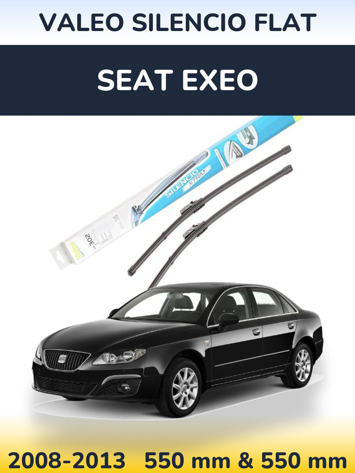 Front wiper blade set Valeo Silencio Flat 550 & 550 mm for SEAT Exeo 2008-2013