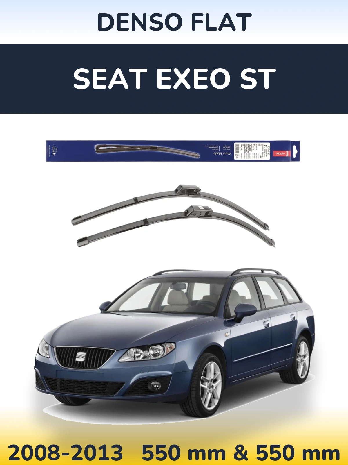 Комплект передних дворников Denso Flat 550 & 550 мм для SEAT Exeo ST 2008-2013
