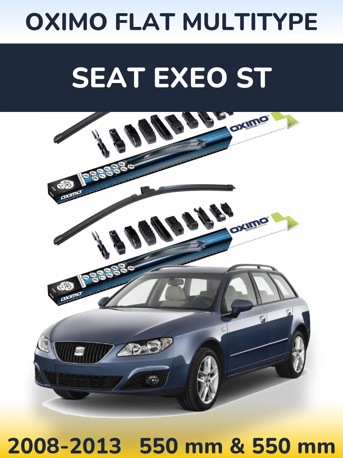 Комплект передних дворников Oximo Flat MultiТипe 550 & 550 мм для SEAT Exeo ST 2008-2013