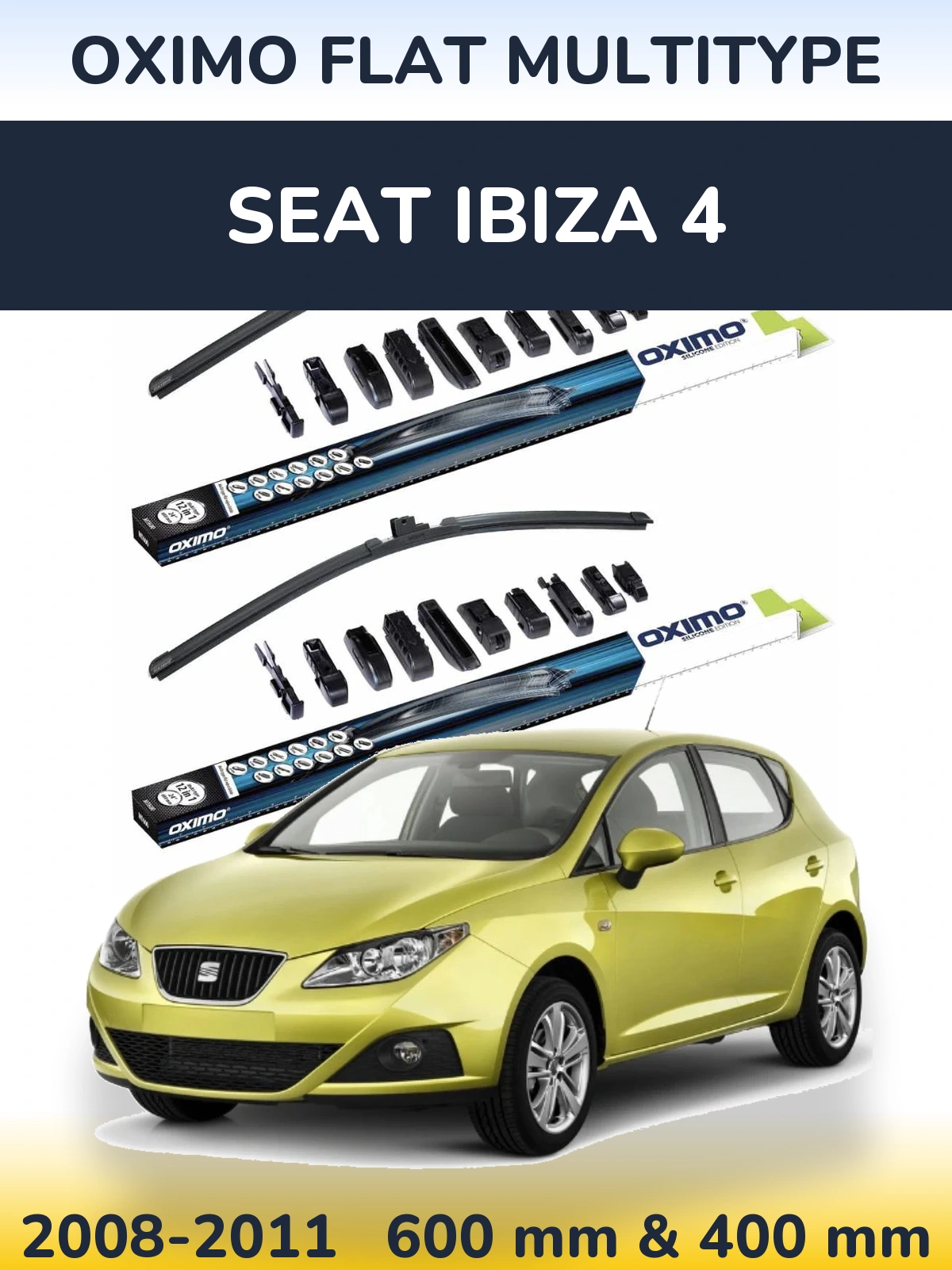 Komplet przednich wycieraczek Oximo Flat MultiType 600 & 400 mm do SEAT Ibiza 4 2008-2011