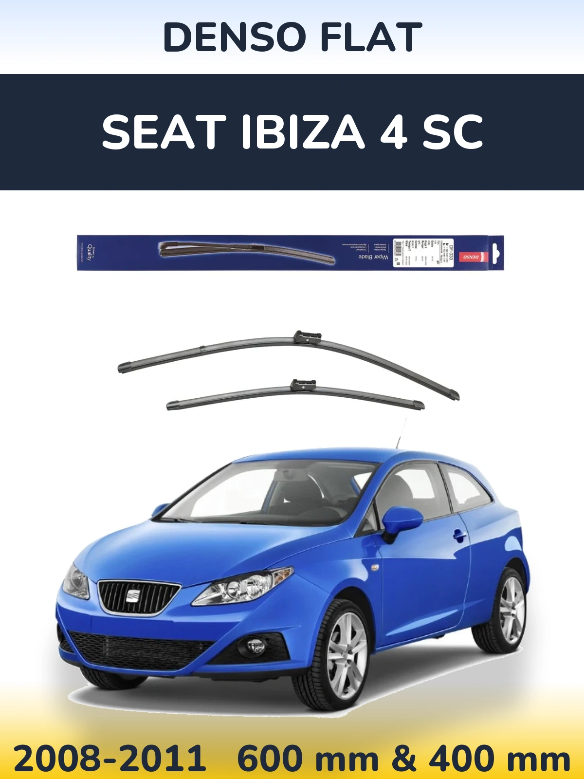 Комплект передних дворников Denso Flat 600 & 400 мм для SEAT Ibiza 4 SC 2008-2011