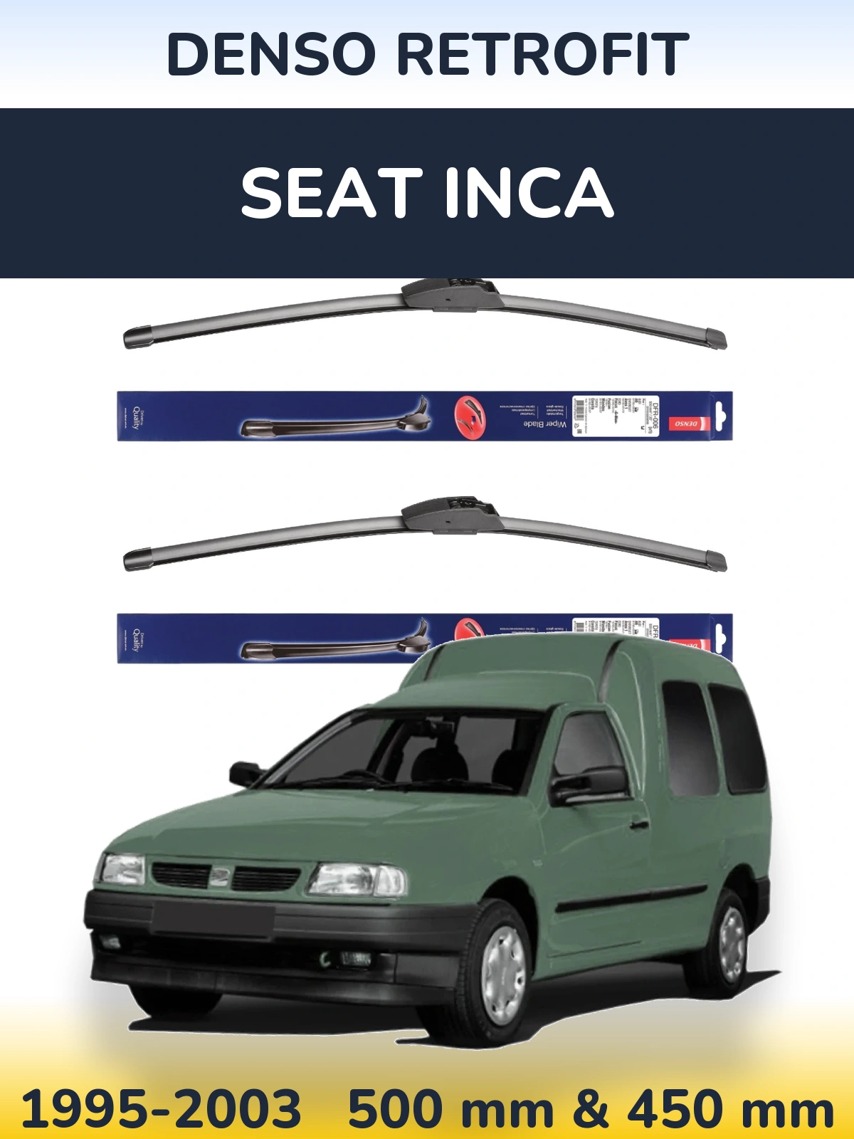 Комплект передних дворников Denso Retrofit 500 & 450 мм для SEAT Inca 1995-2003