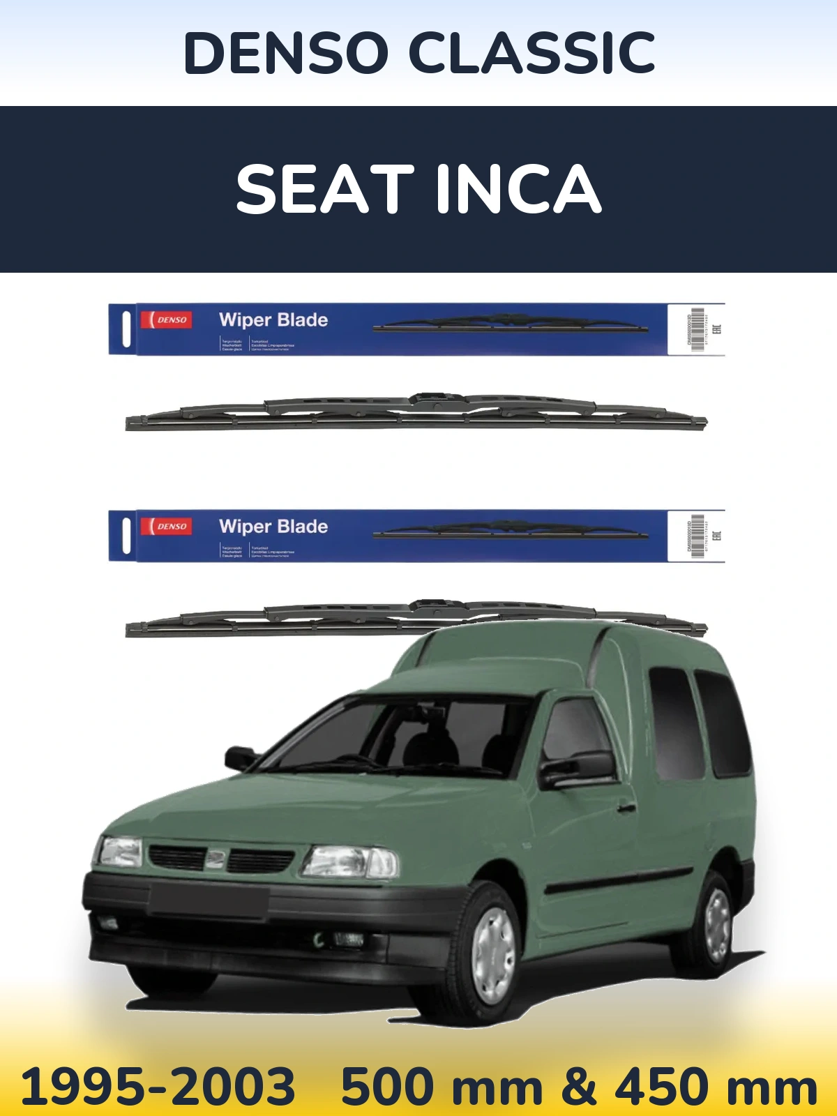 Комплект передних дворников Denso Classic 500 & 450 мм для SEAT Inca 1995-2003