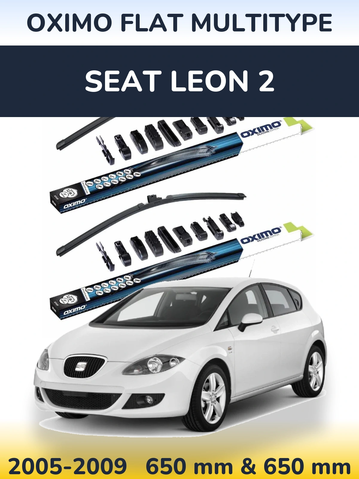 Komplet przednich wycieraczek Oximo Flat MultiType 650 & 650 mm do SEAT Leon 2 2005-2009