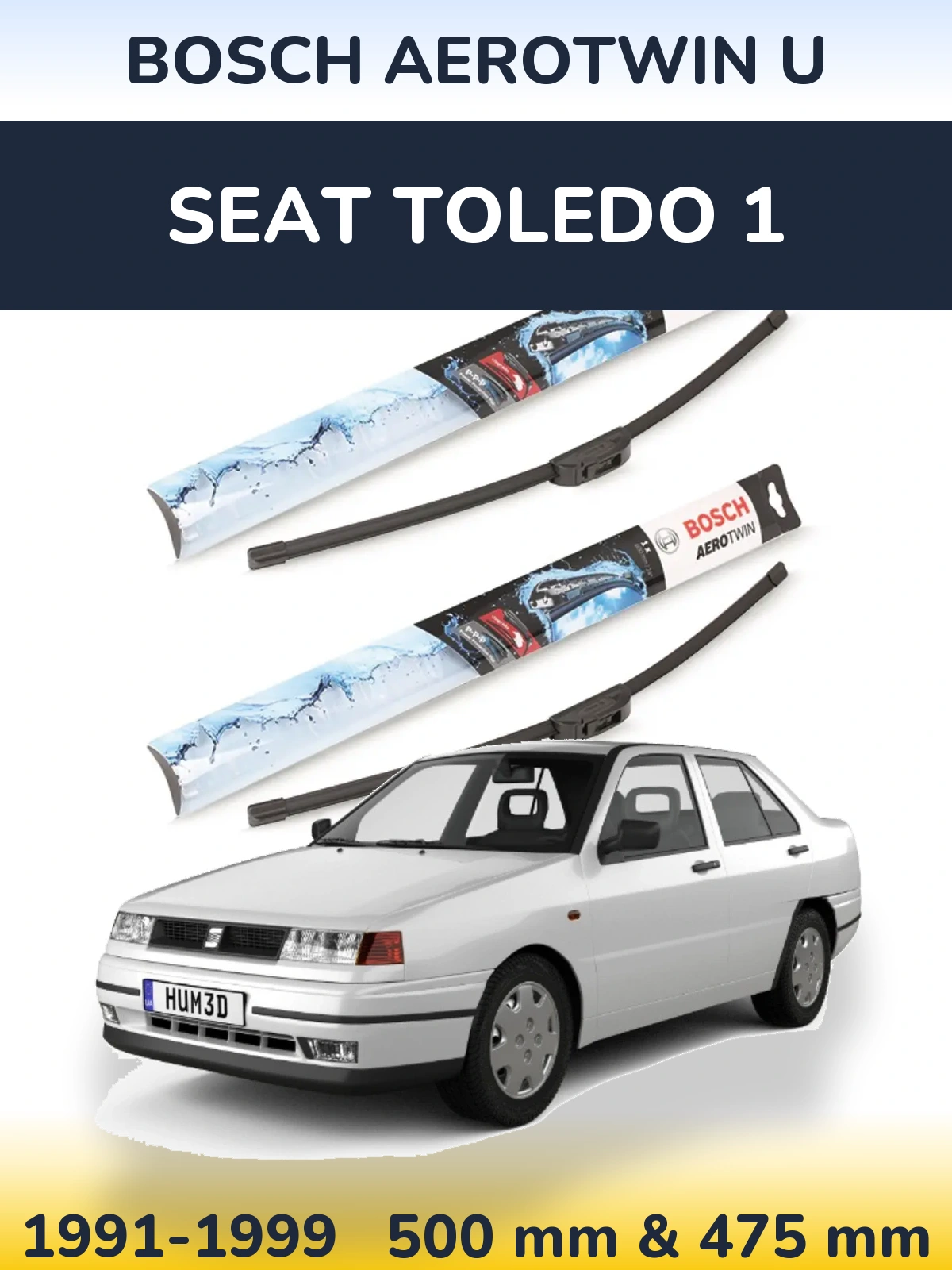 Komplet przednich wycieraczek BOSCH AeroTwin U 500 & 475 mm do SEAT Toledo 1 1991-1999