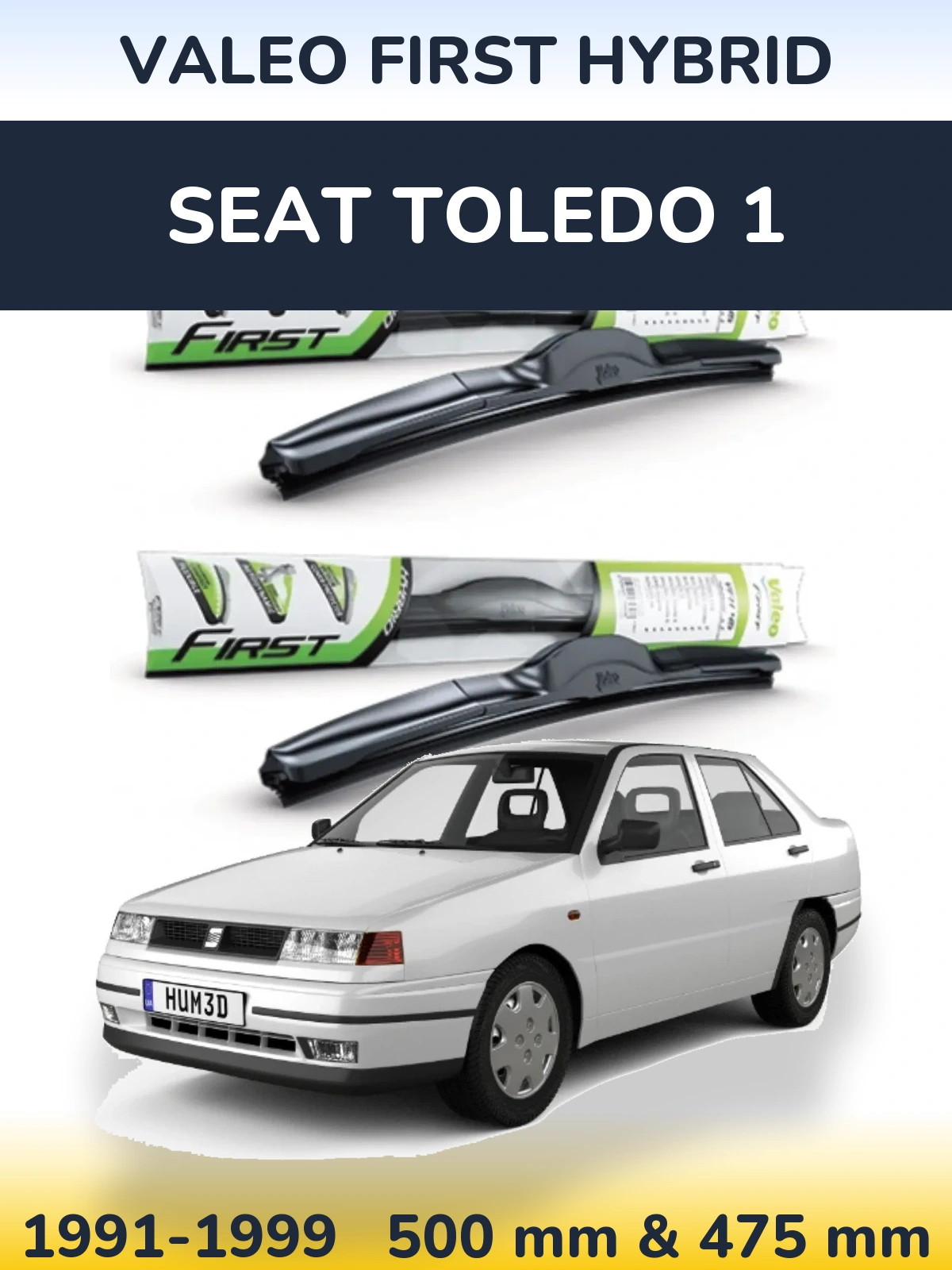 Komplet przednich wycieraczek Valeo First Hybrid 500 & 475 mm do SEAT Toledo 1 1991-1999