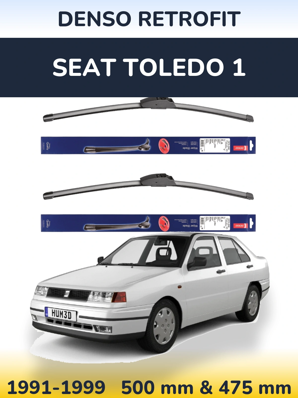 Komplet przednich wycieraczek Denso Retrofit 500 & 475 mm do SEAT Toledo 1 1991-1999