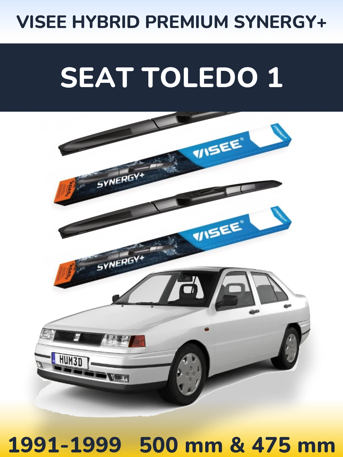 Komplet przednich wycieraczek VISEE HYBRID PREMIUM SYNERGY+ 500 & 475 mm do SEAT Toledo 1 1991-1999