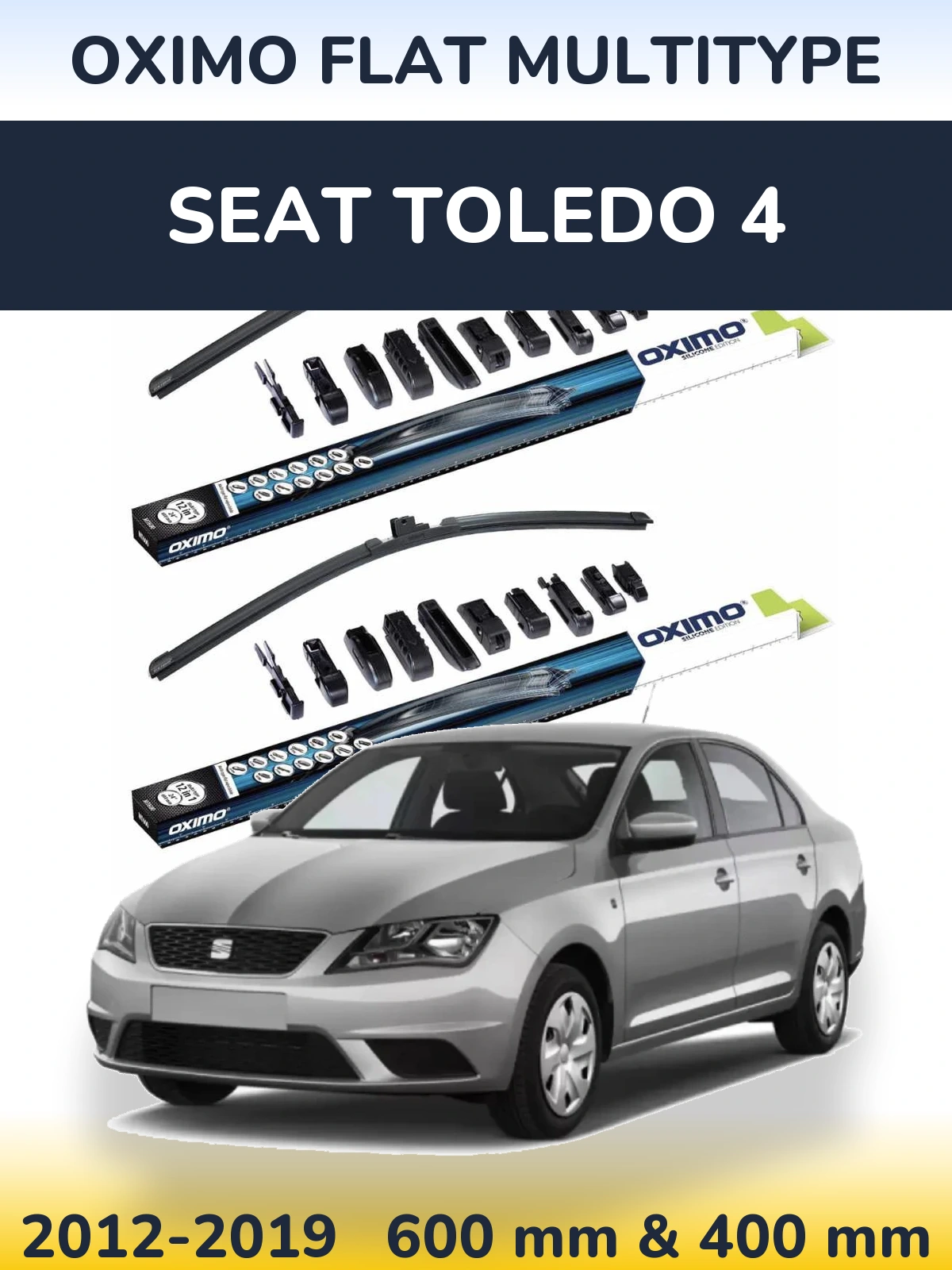 Komplet przednich wycieraczek Oximo Flat MultiType 600 & 400 mm do SEAT Toledo 4 2012-2019