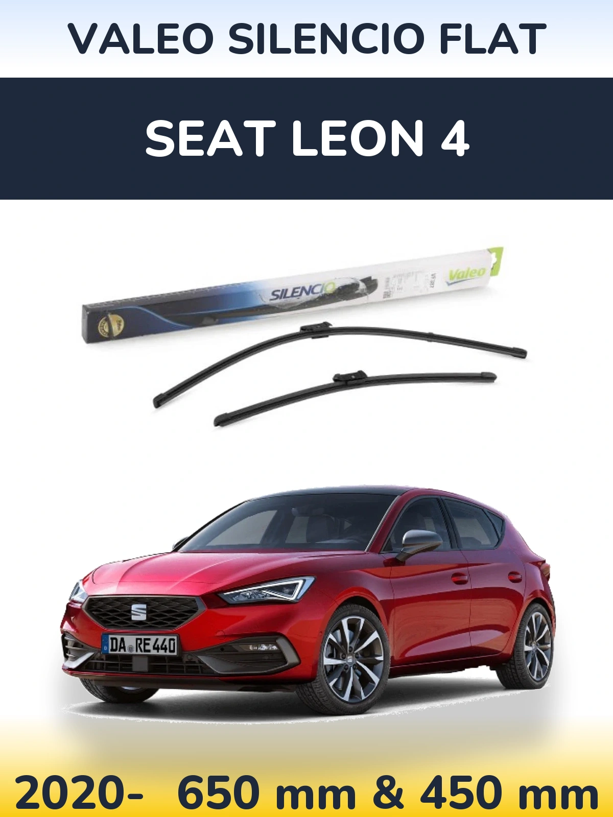 Komplet przednich wycieraczek Valeo Silencio Flat 650 & 450 mm do SEAT Leon 4 2020-2026